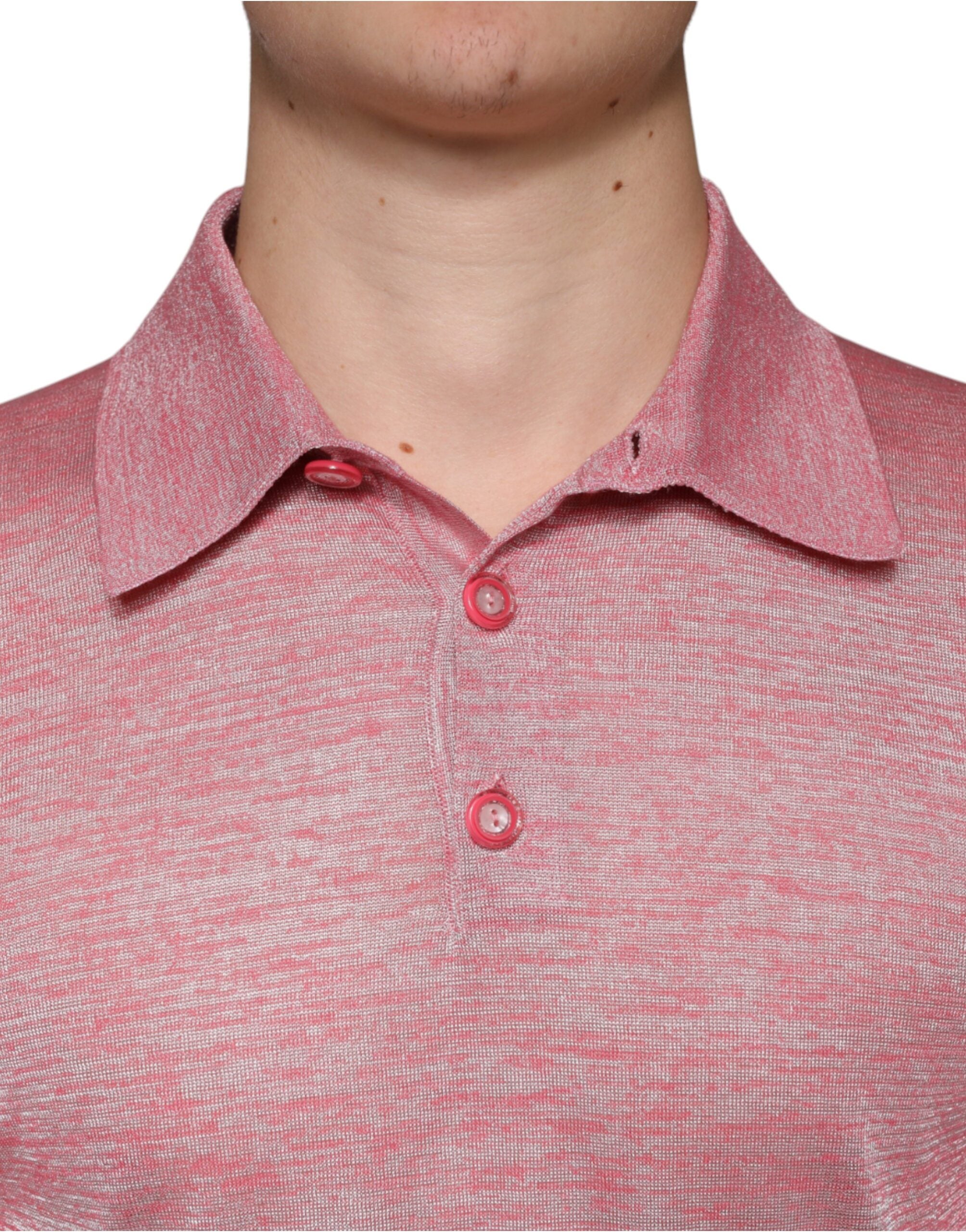 Pink Polyester Long Sleeve Men Polo T-shirt - ventzia