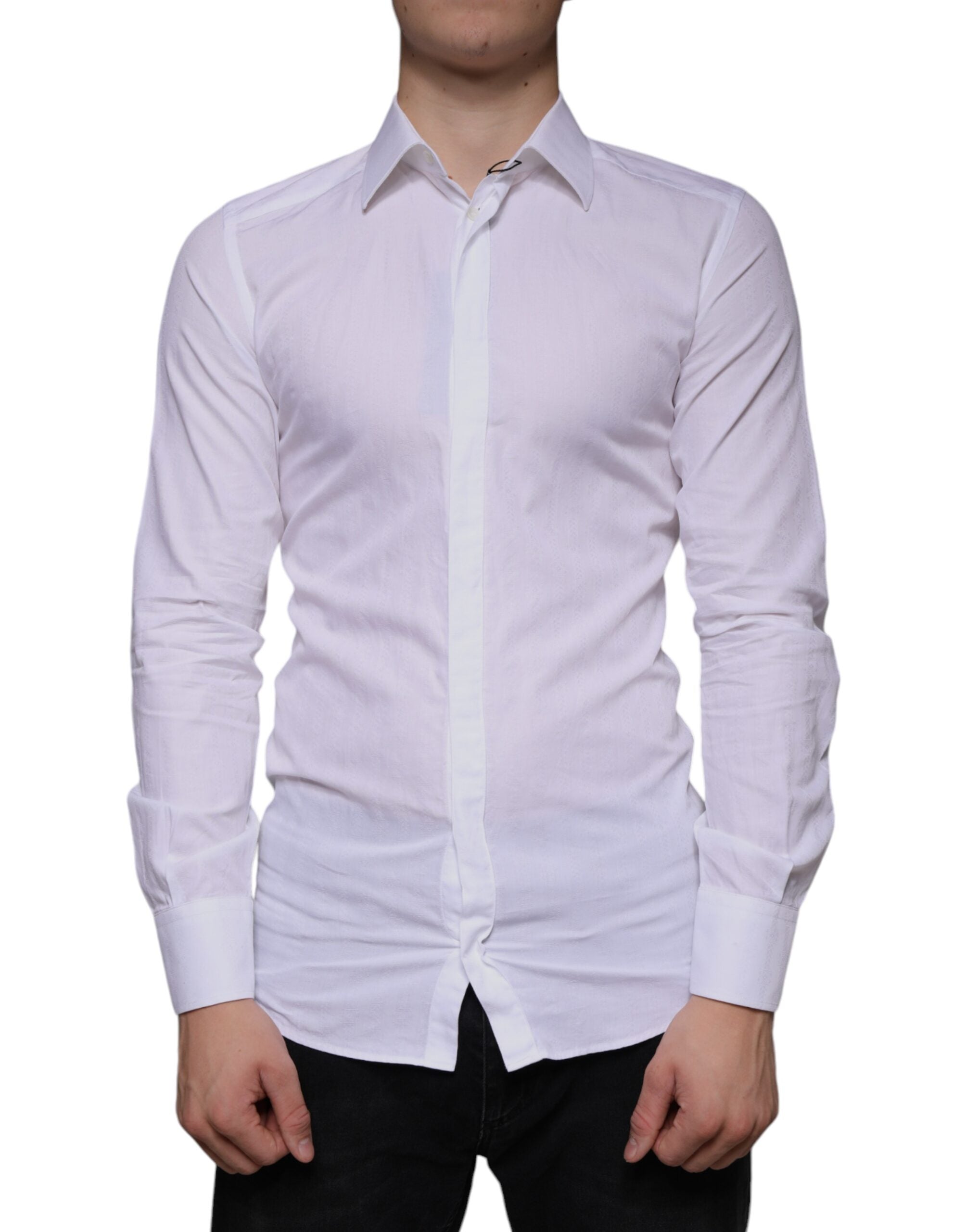 White Cotton Men Dress GOLD Formal Shirt - ventzia