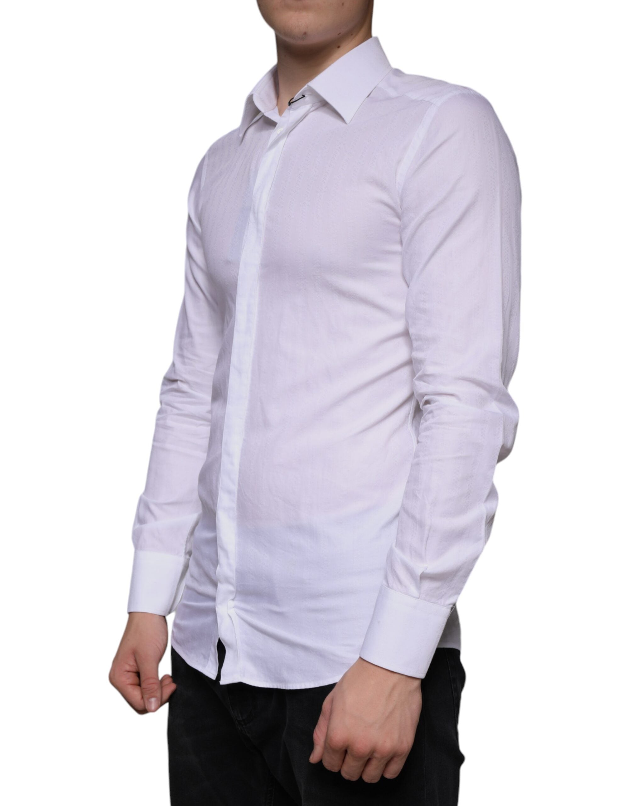 White Cotton Men Dress GOLD Formal Shirt - ventzia