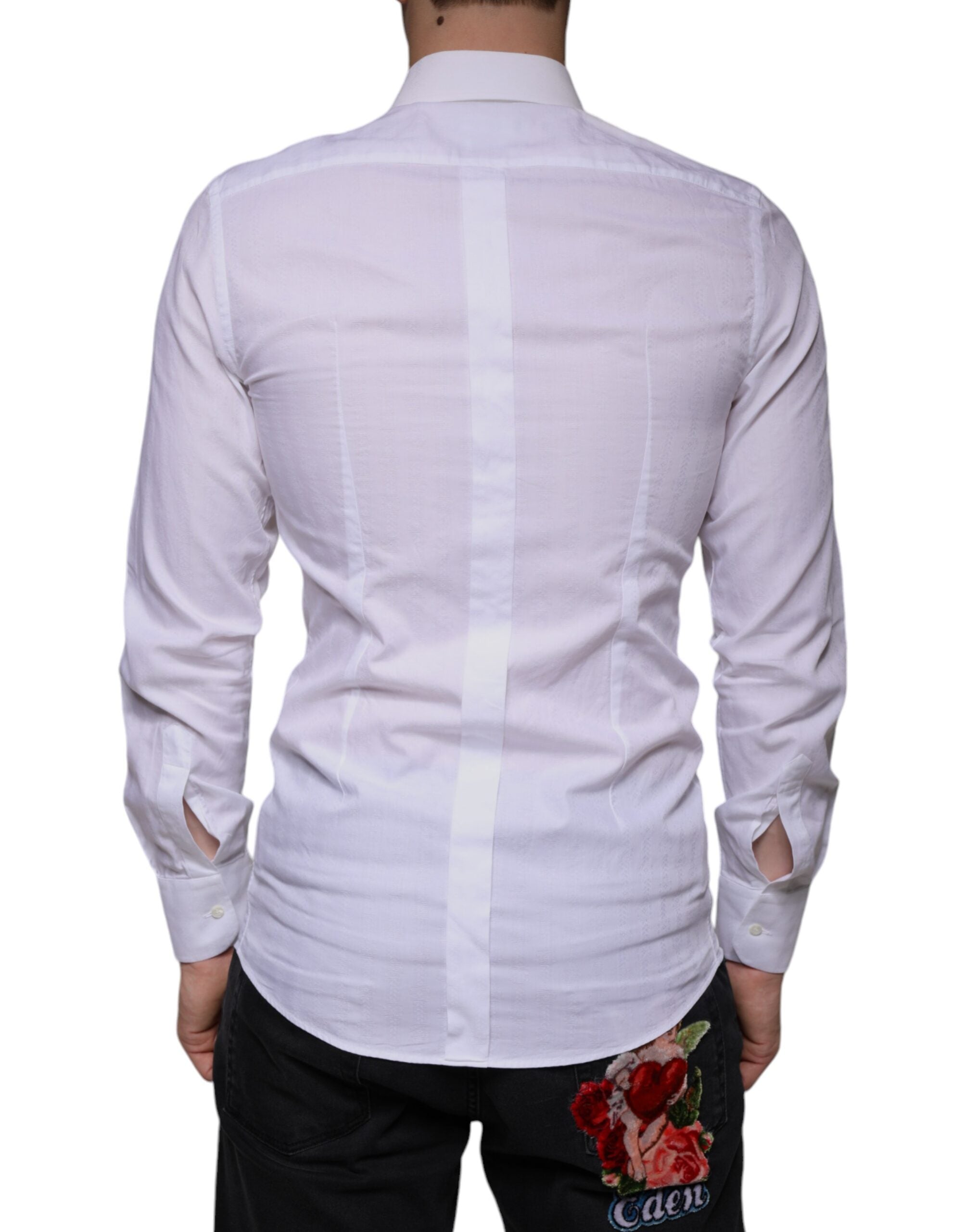 White Cotton Men Dress GOLD Formal Shirt - ventzia