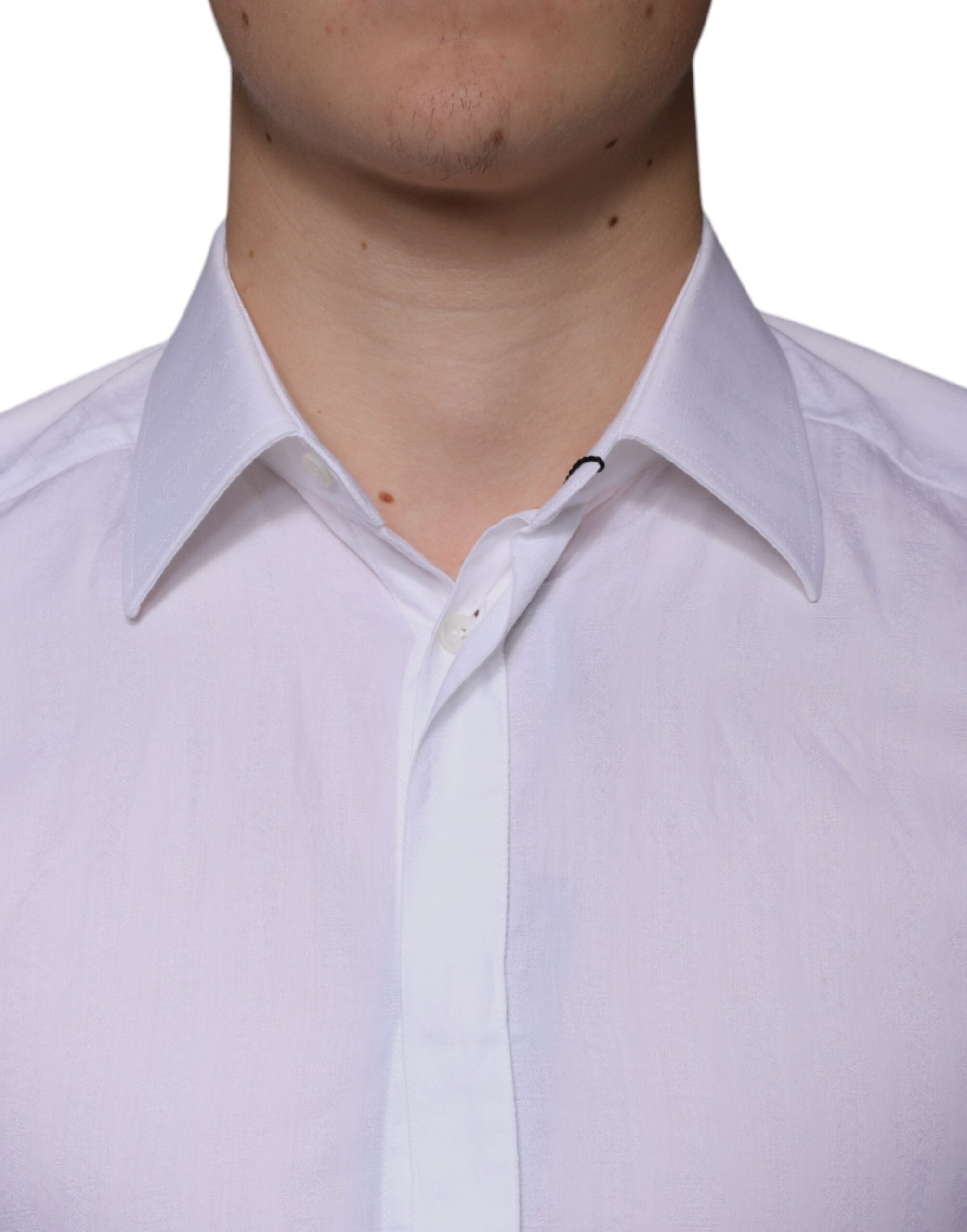 White Cotton Men Dress GOLD Formal Shirt - ventzia