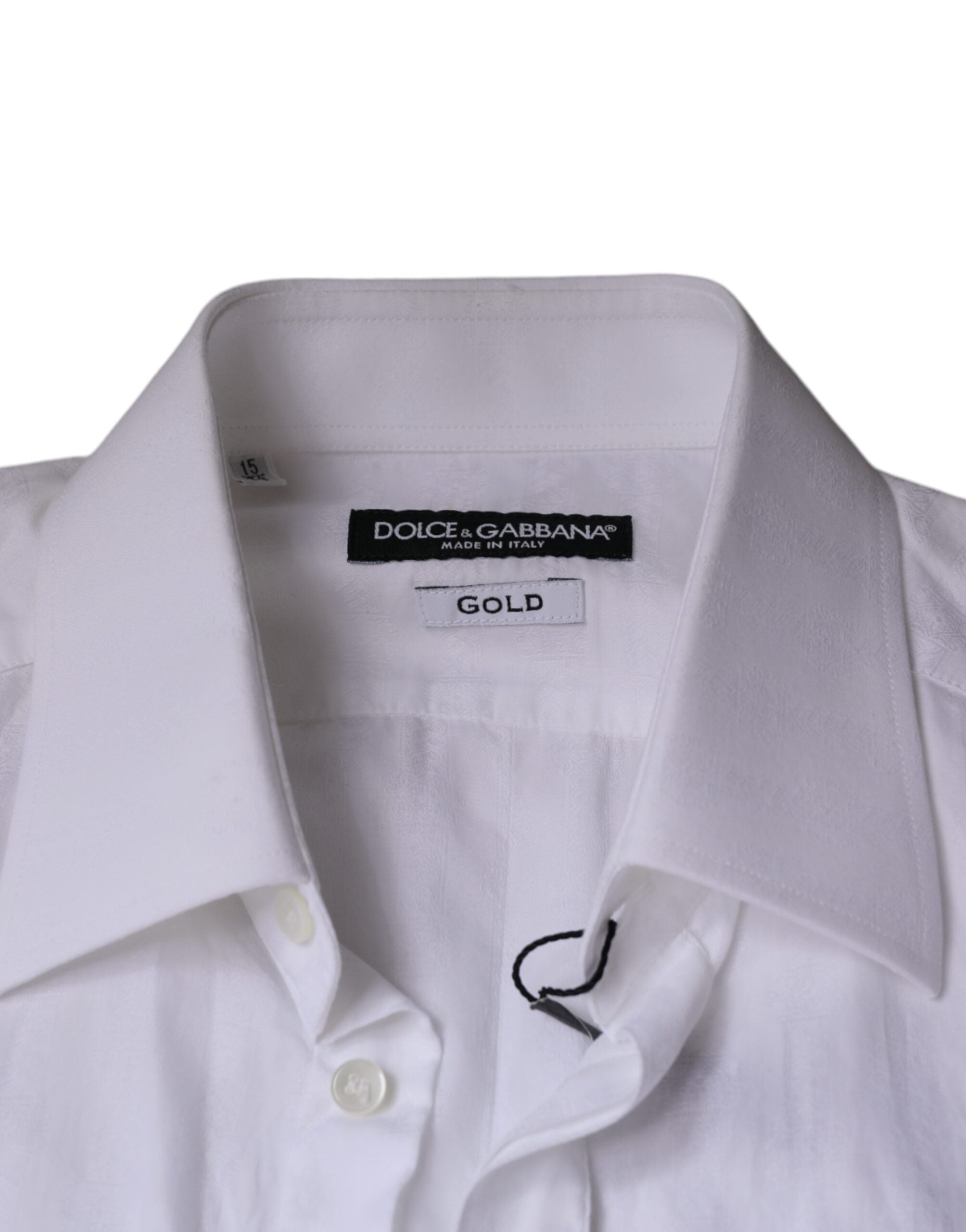 White Cotton Men Dress GOLD Formal Shirt - ventzia