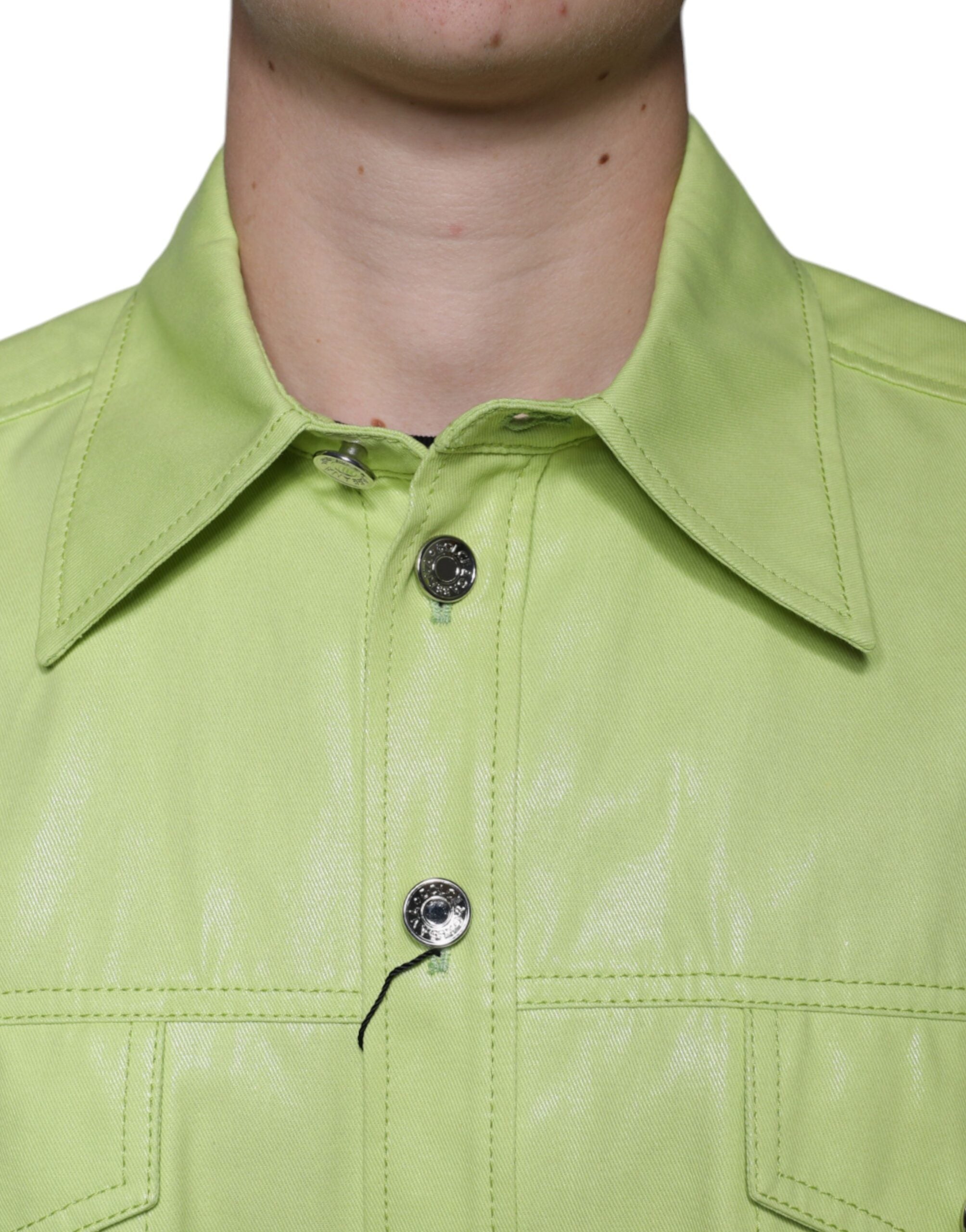 Green Cotton Collared Men Button Down Shirt - ventzia