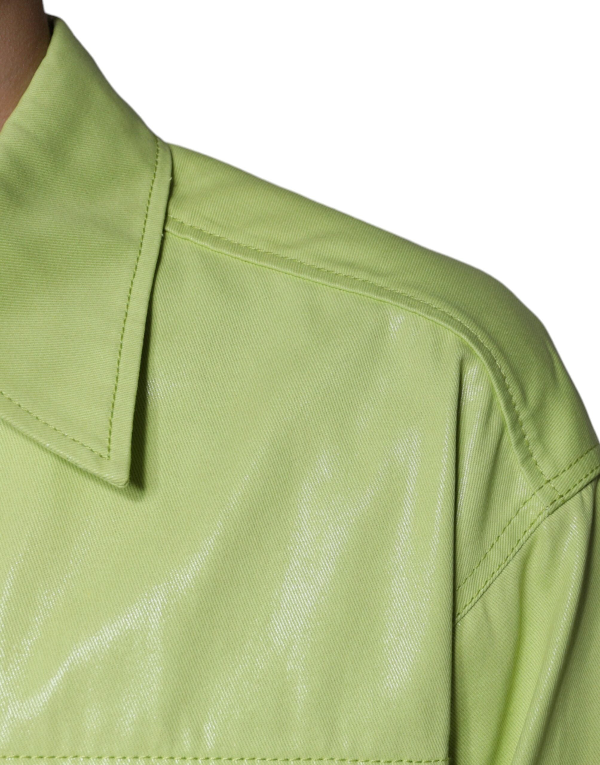 Green Cotton Collared Men Button Down Shirt - ventzia