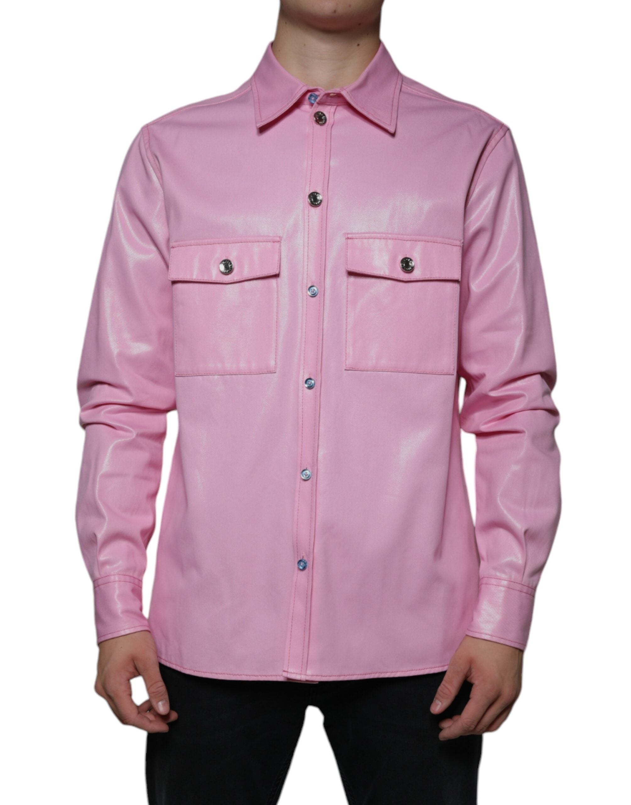 Pink Cotton Collared Button Down Shirt - ventzia