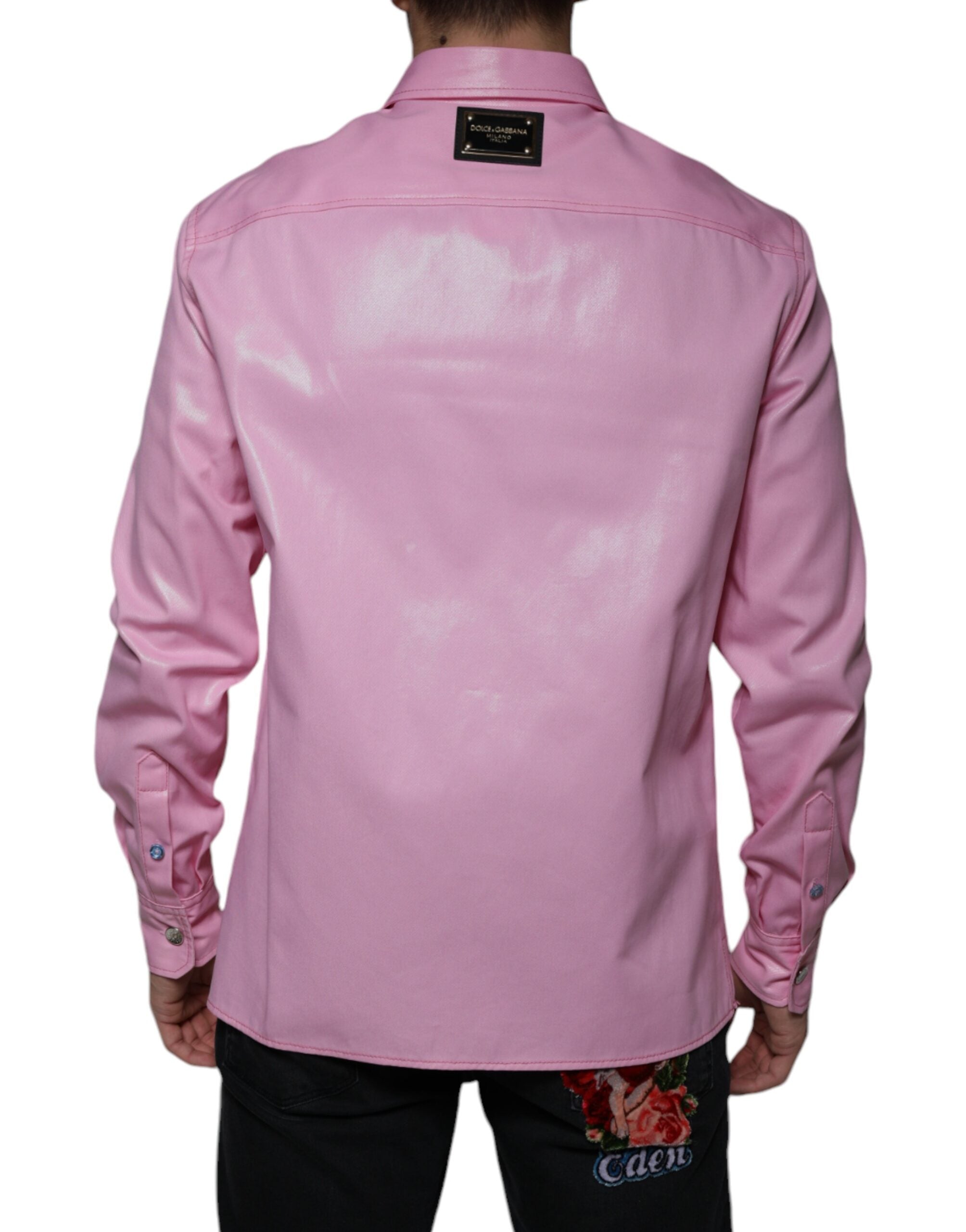 Pink Cotton Collared Button Down Shirt - ventzia