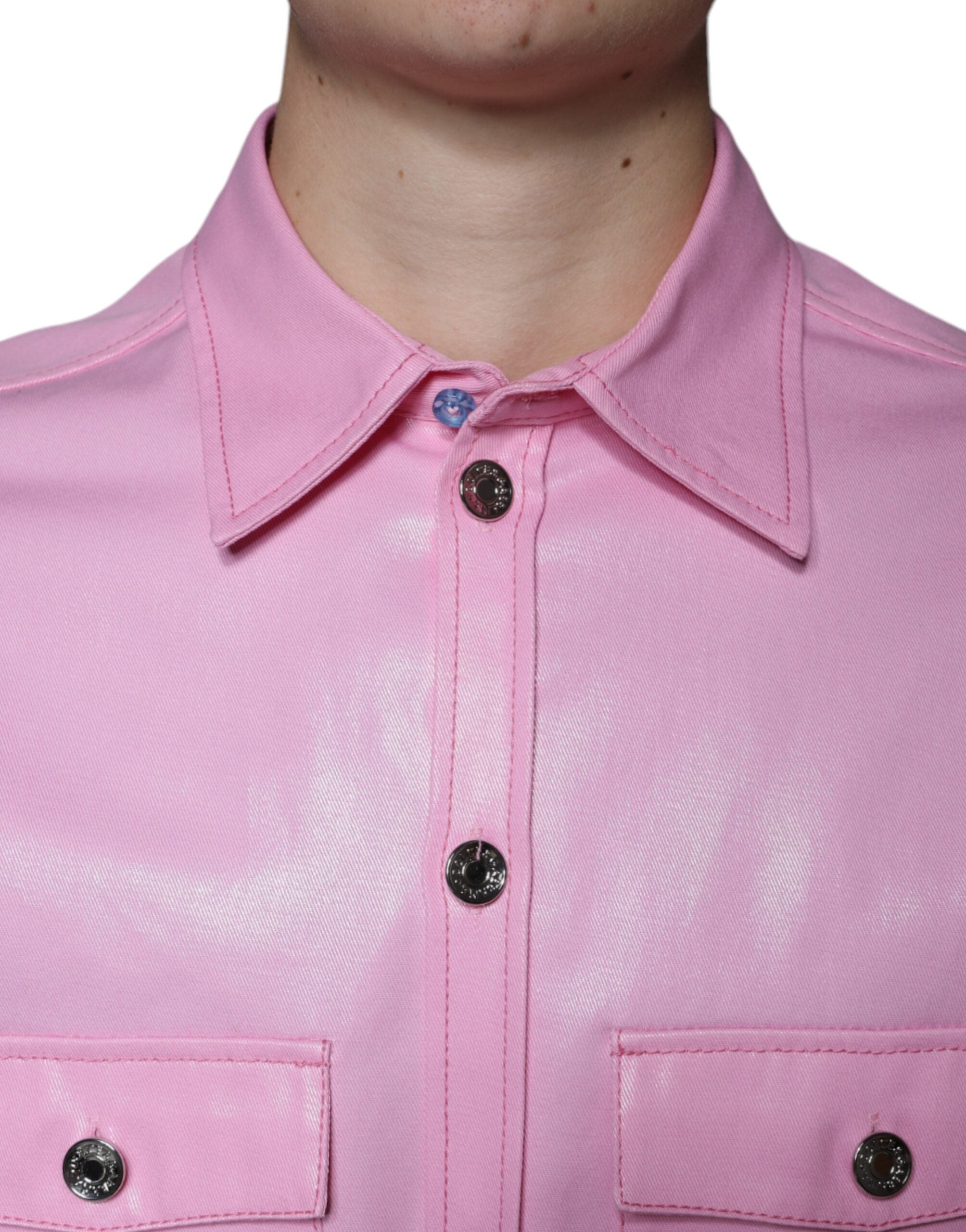 Pink Cotton Collared Button Down Shirt - ventzia