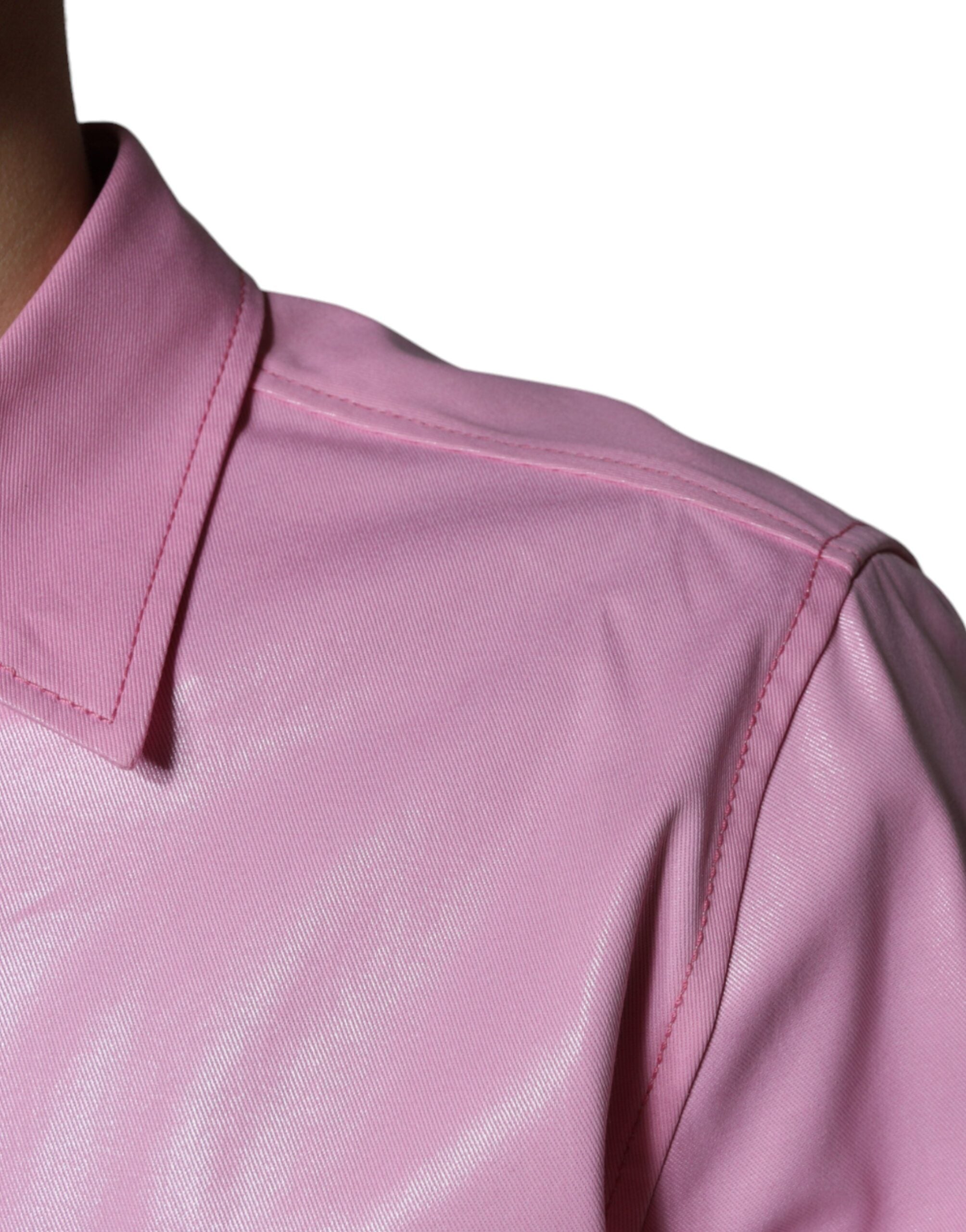 Pink Cotton Collared Button Down Shirt - ventzia
