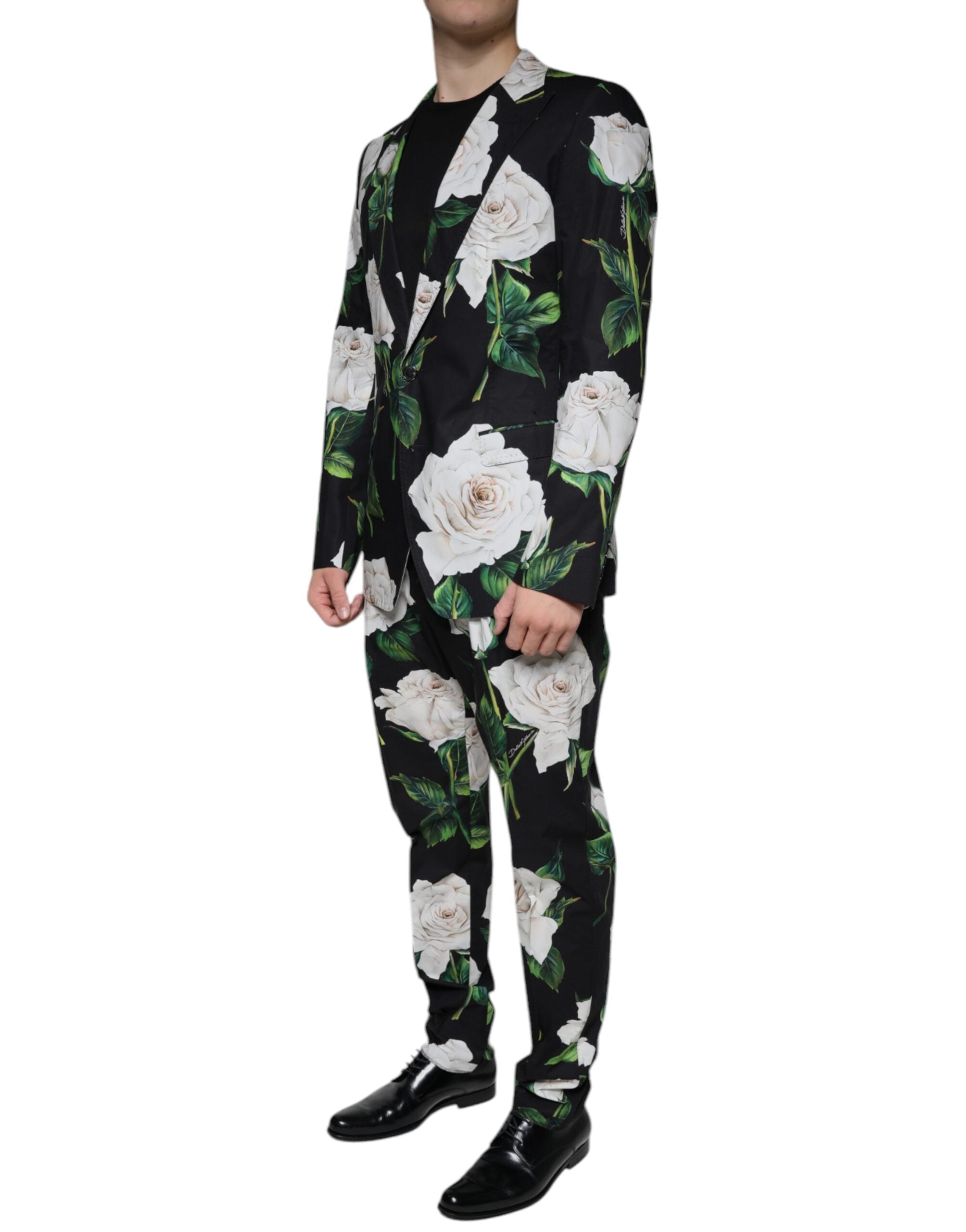 Black Rose Cotton Men Formal 2 Piece Suit - ventzia