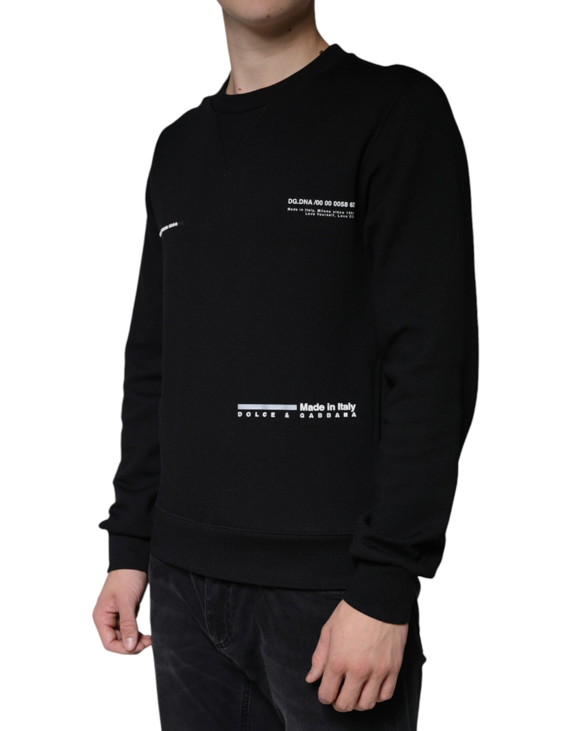 Black Logo Print CrewNeck Sweatshirt Sweater - ventzia