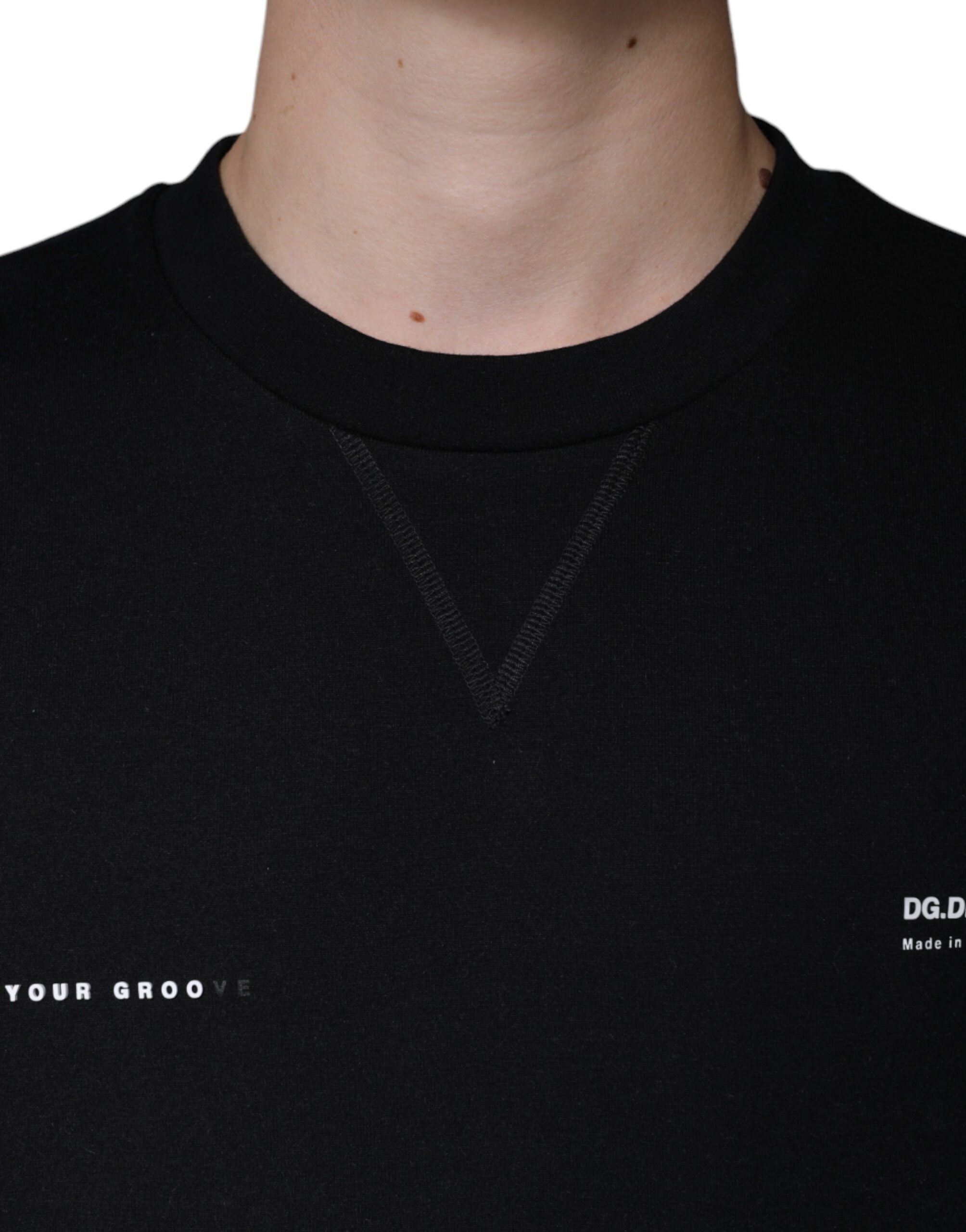Black Logo Print CrewNeck Sweatshirt Sweater - ventzia