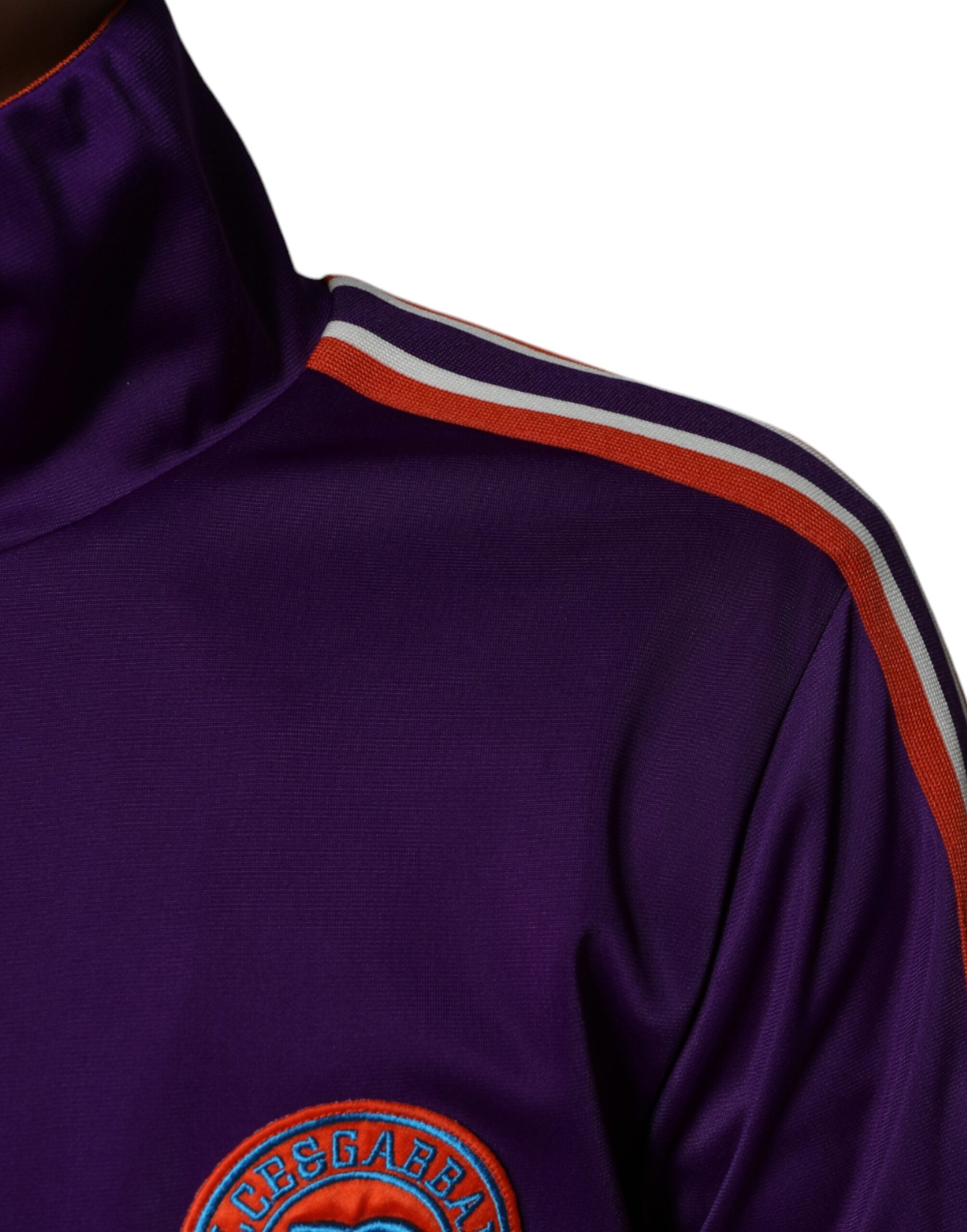 Purple Polyester Full Zip Long Sleeve Sweater - ventzia