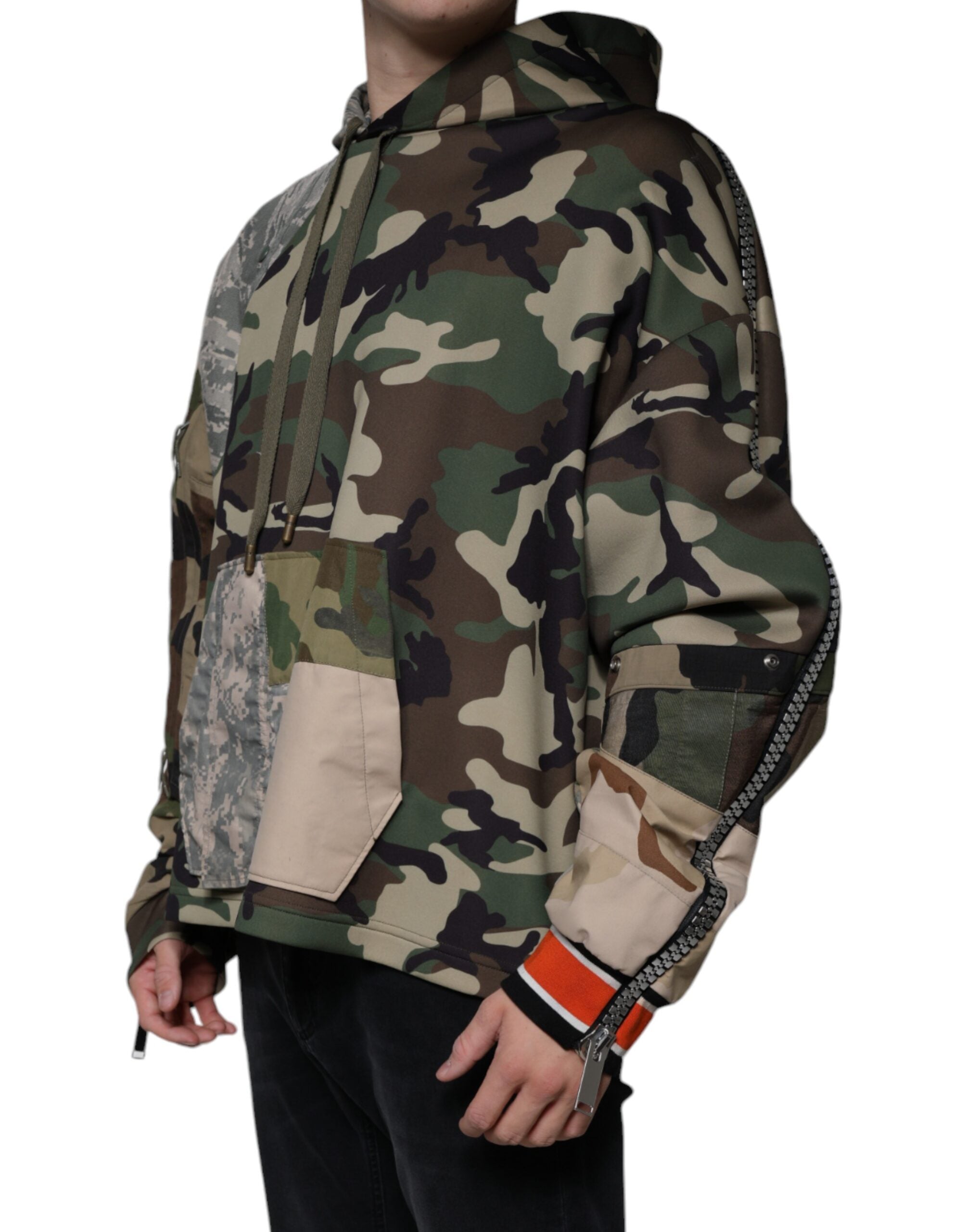 Multicolor Camouflage Hooded Sweatshirt Sweater - ventzia
