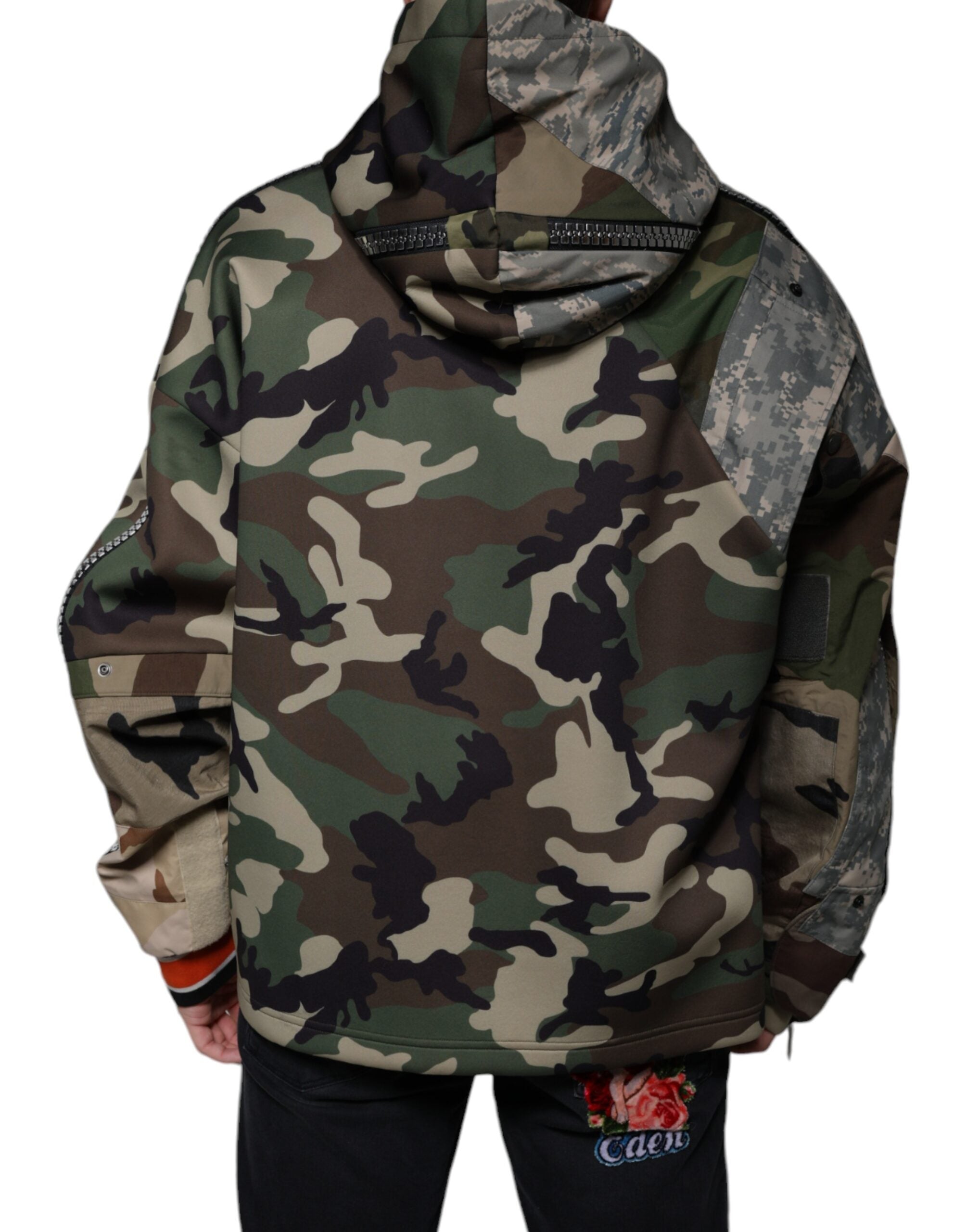 Multicolor Camouflage Hooded Sweatshirt Sweater - ventzia