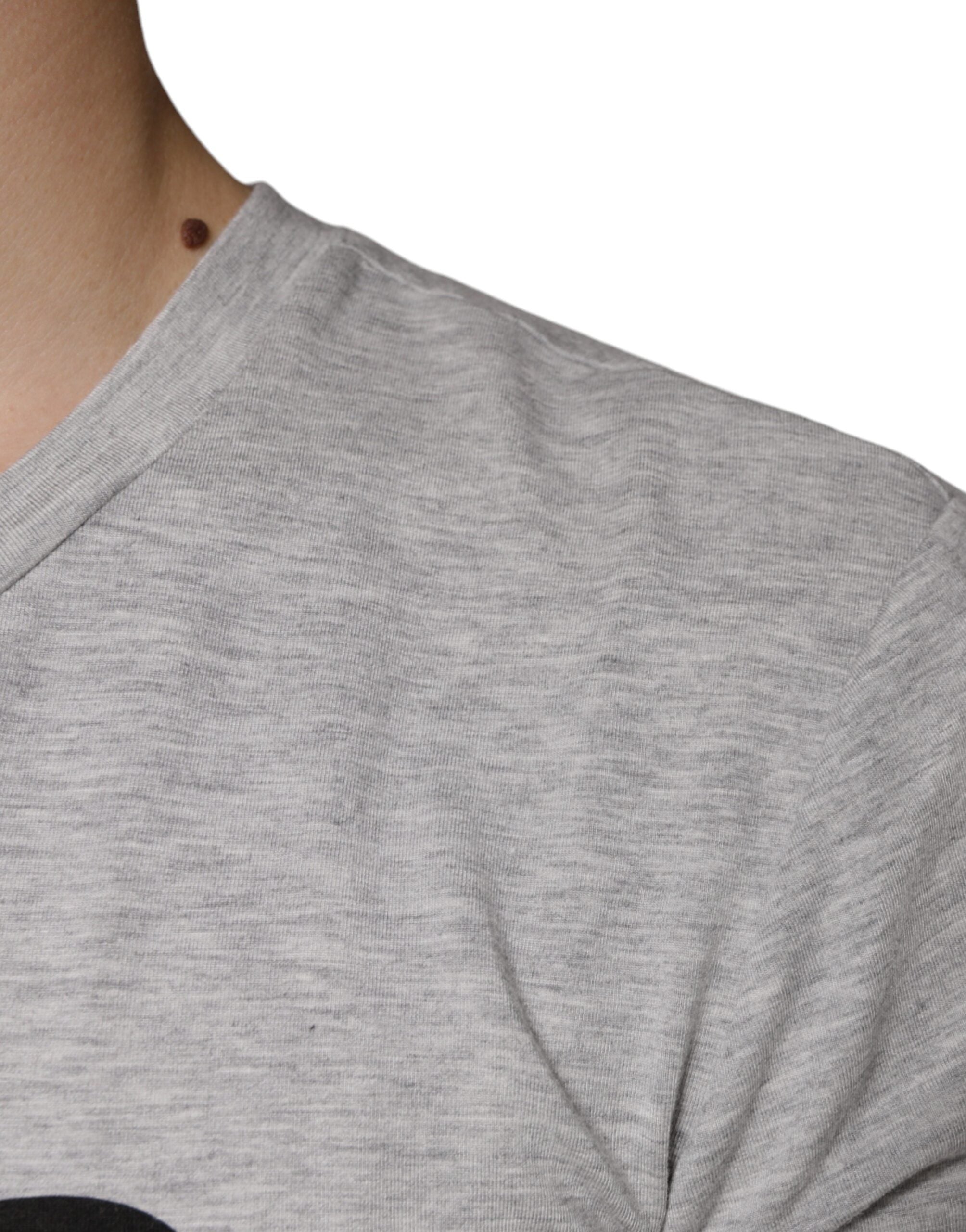 Gray Logo Print Crewneck Short Sleeve T-shirt - ventzia