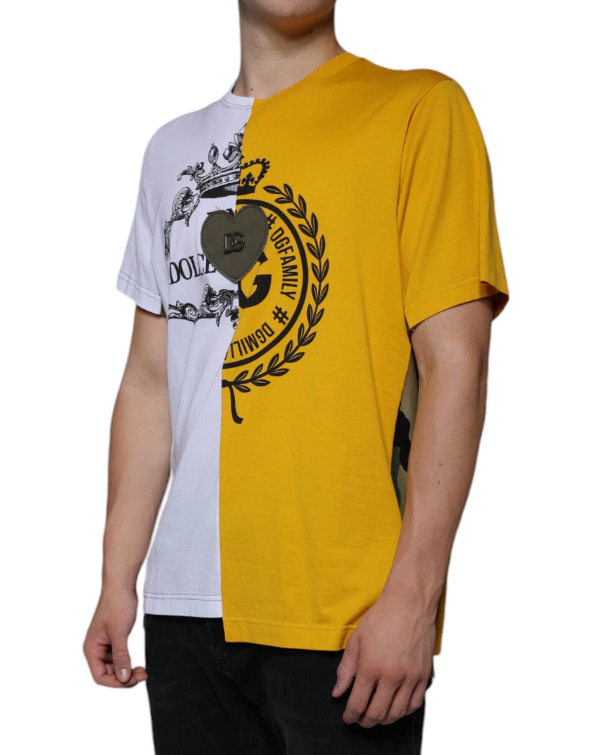 White Yellow Logo Print Short Sleeve T-shirt - ventzia