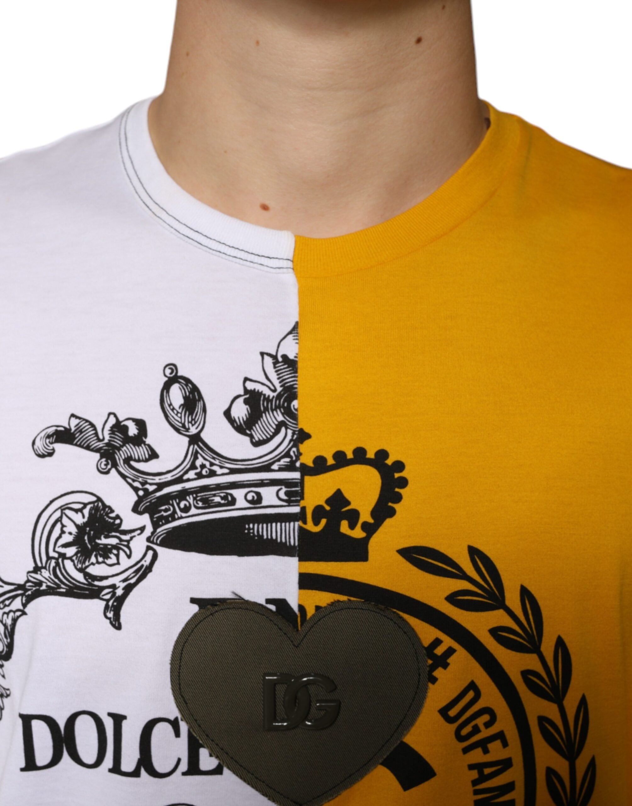 White Yellow Logo Print Short Sleeve T-shirt - ventzia