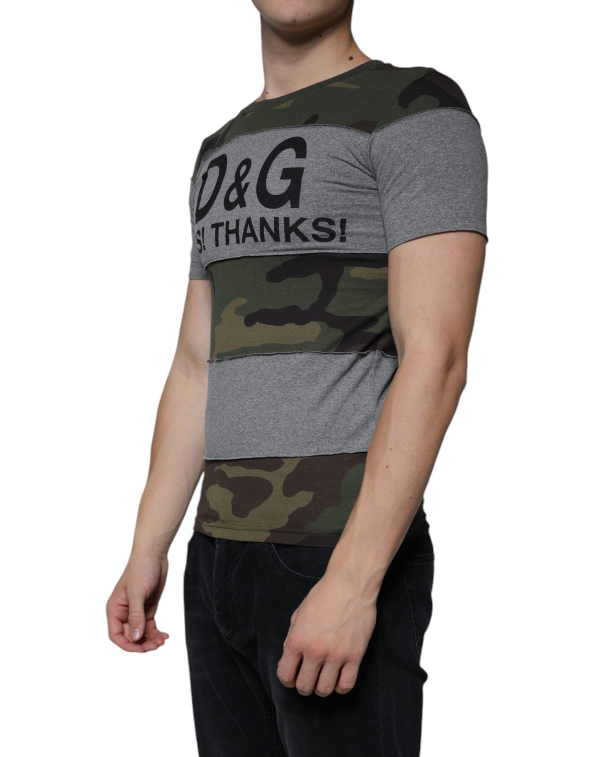 Multicolor Camouflage Cotton Crew Neck T-shirt - ventzia