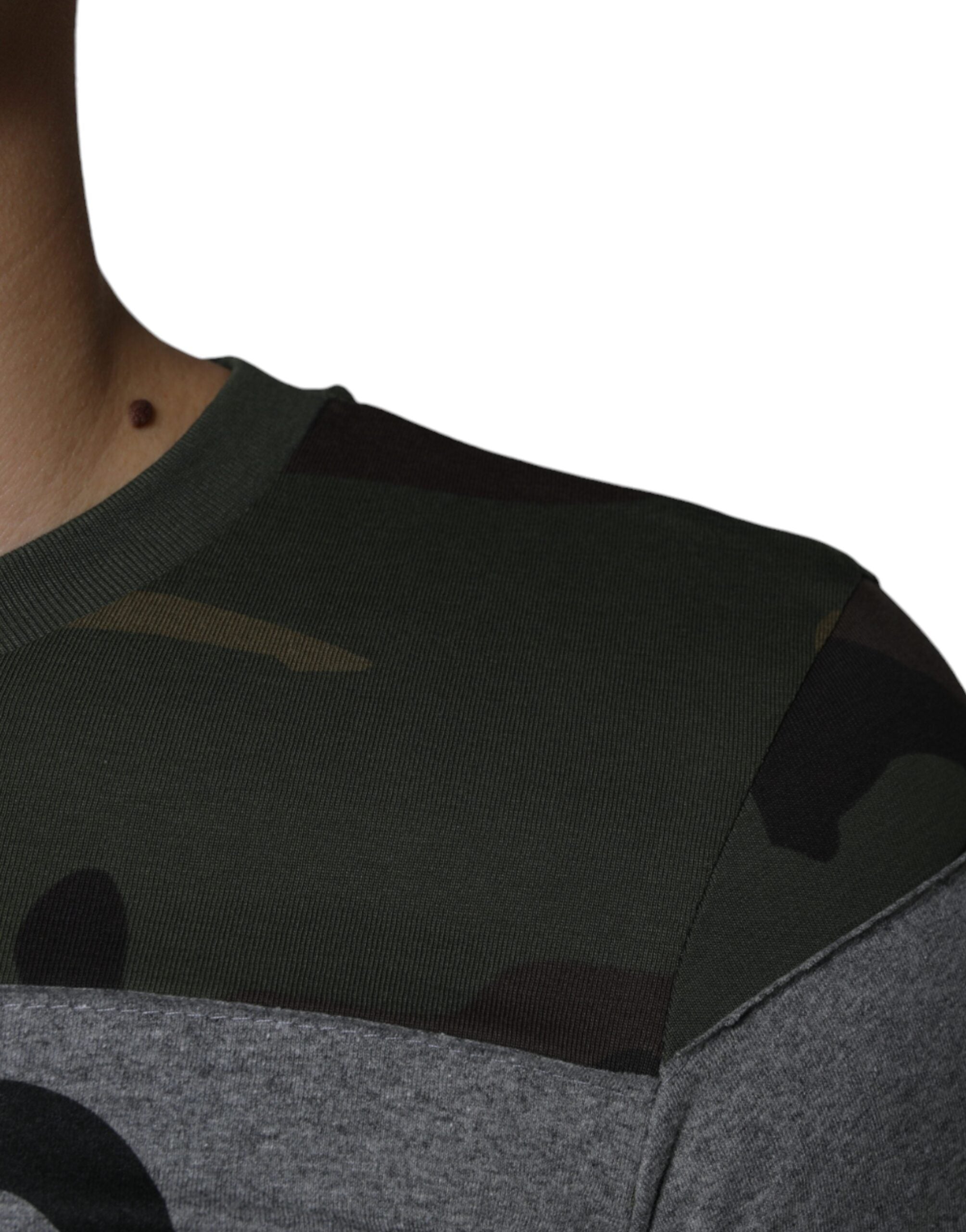 Multicolor Camouflage Cotton Crew Neck T-shirt - ventzia