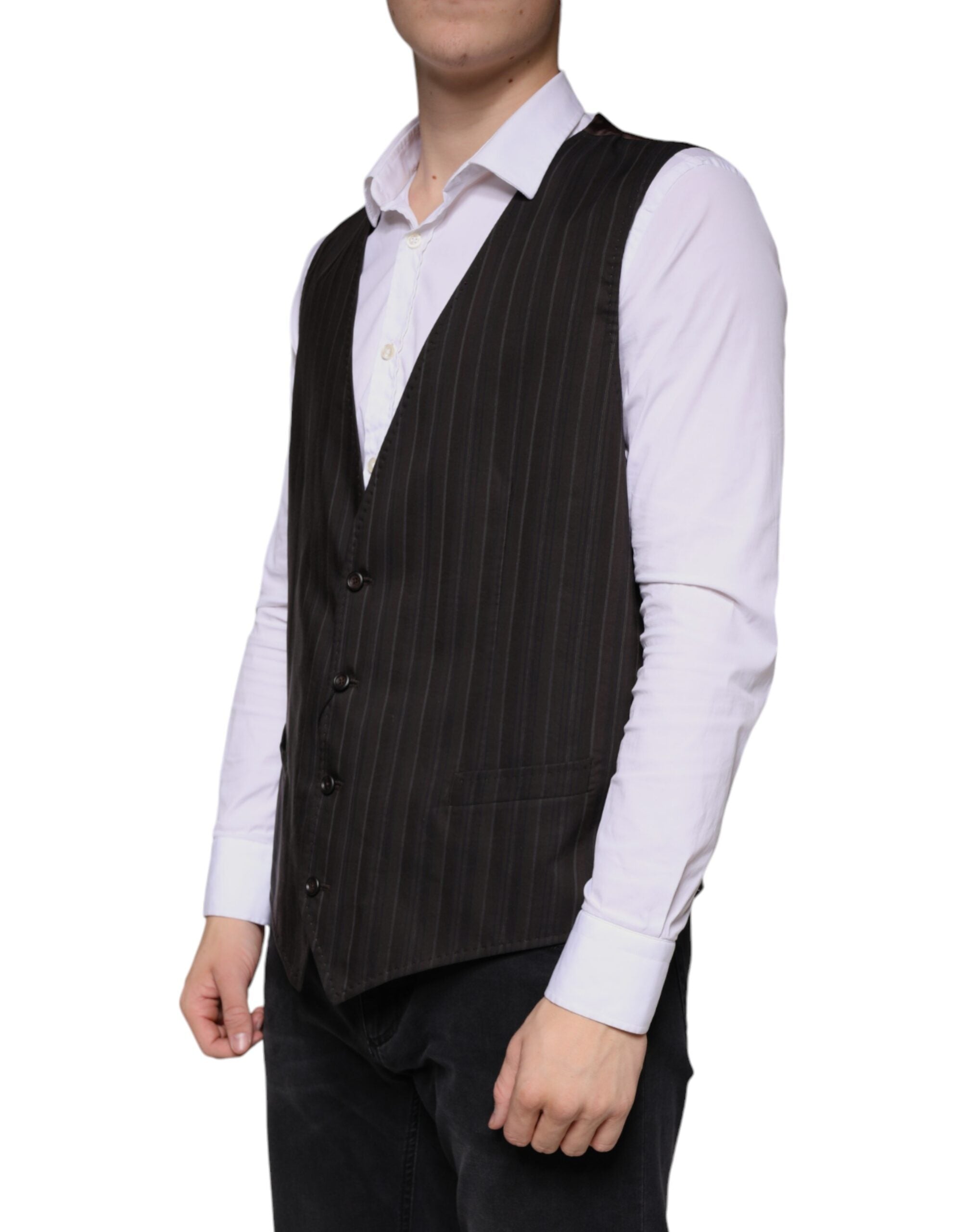 Black Cotton Waistcoat Dress Formal Vest - ventzia