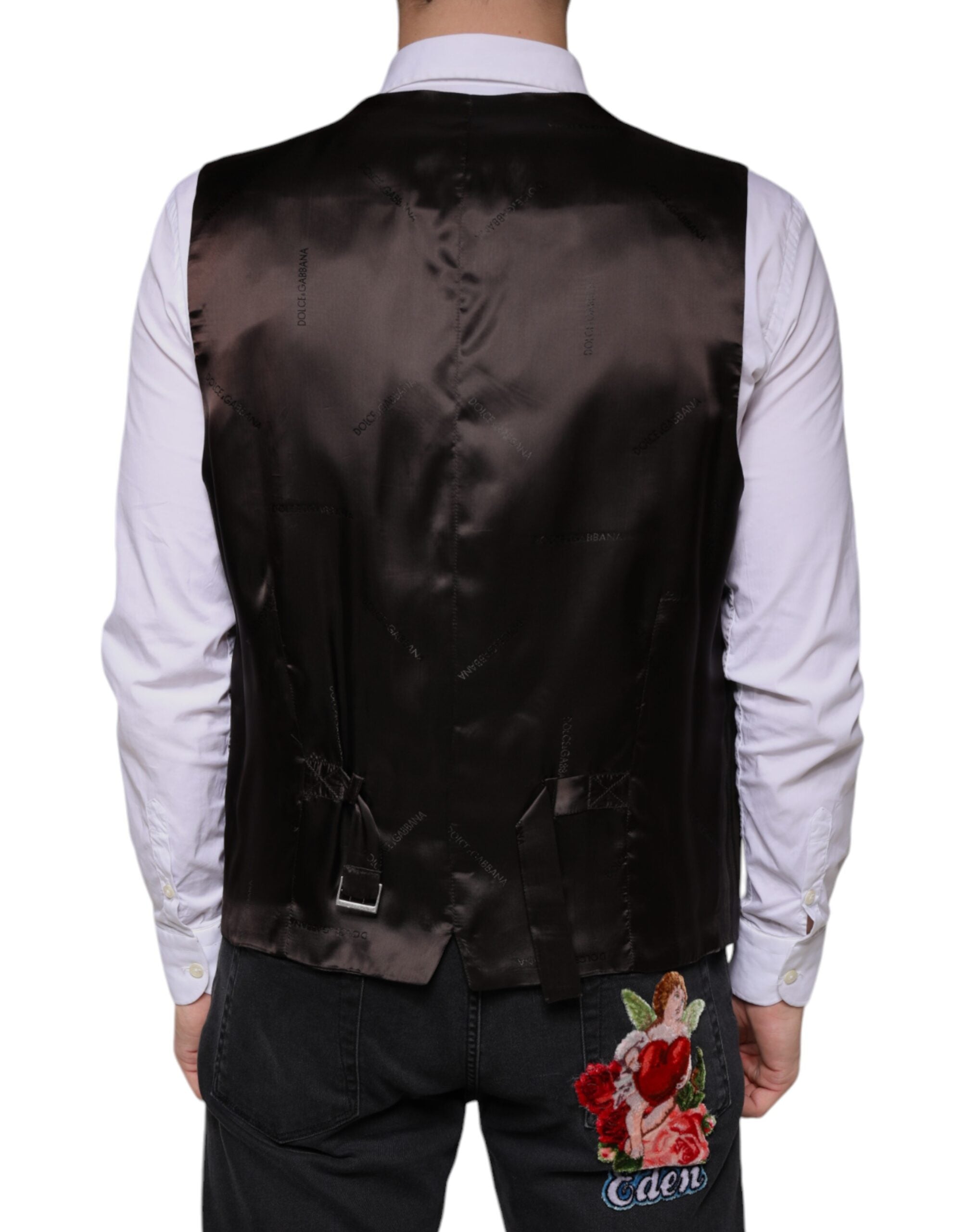 Black Cotton Waistcoat Dress Formal Vest - ventzia