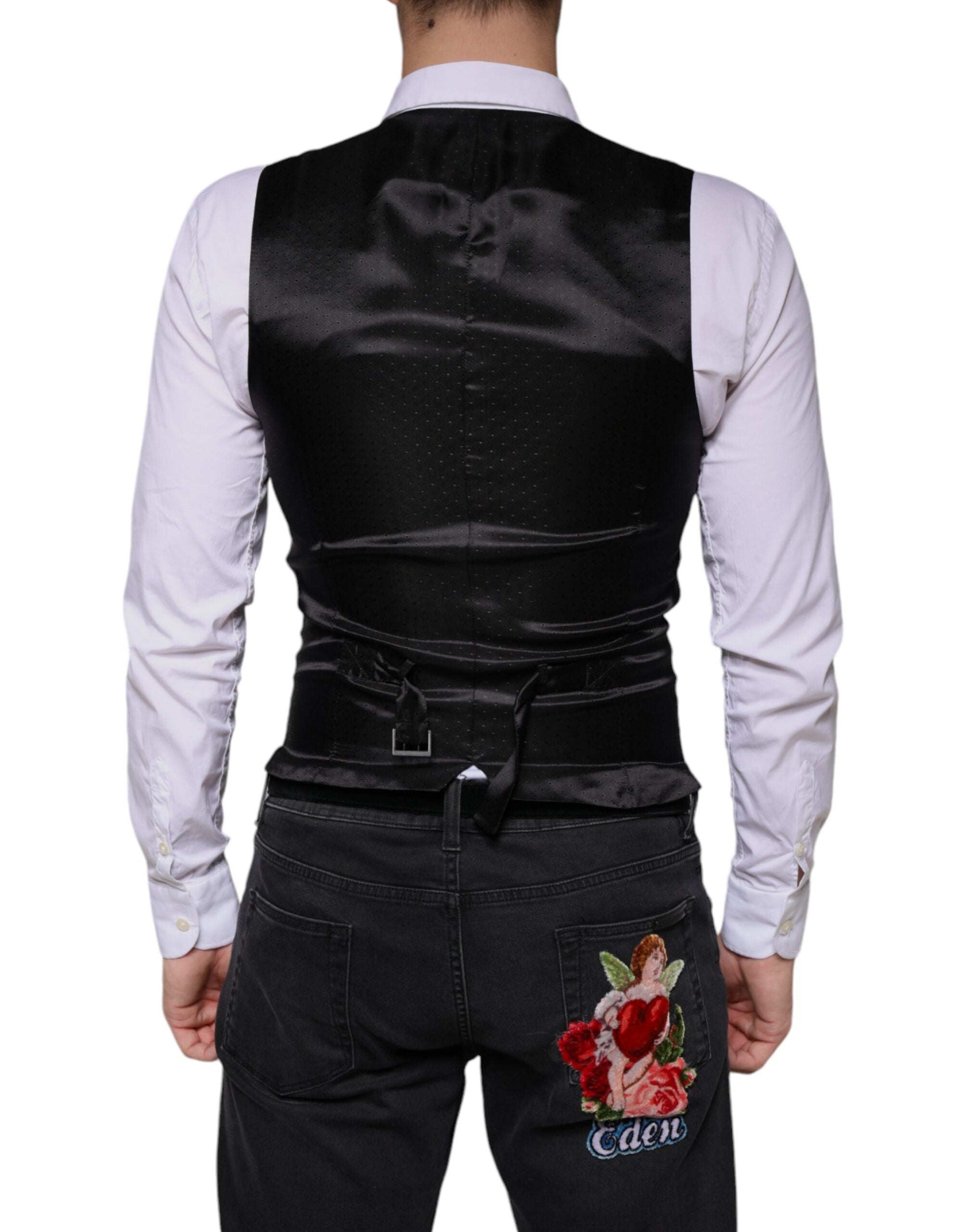 Black Wool Waistcoat Dress Formal Vest - ventzia