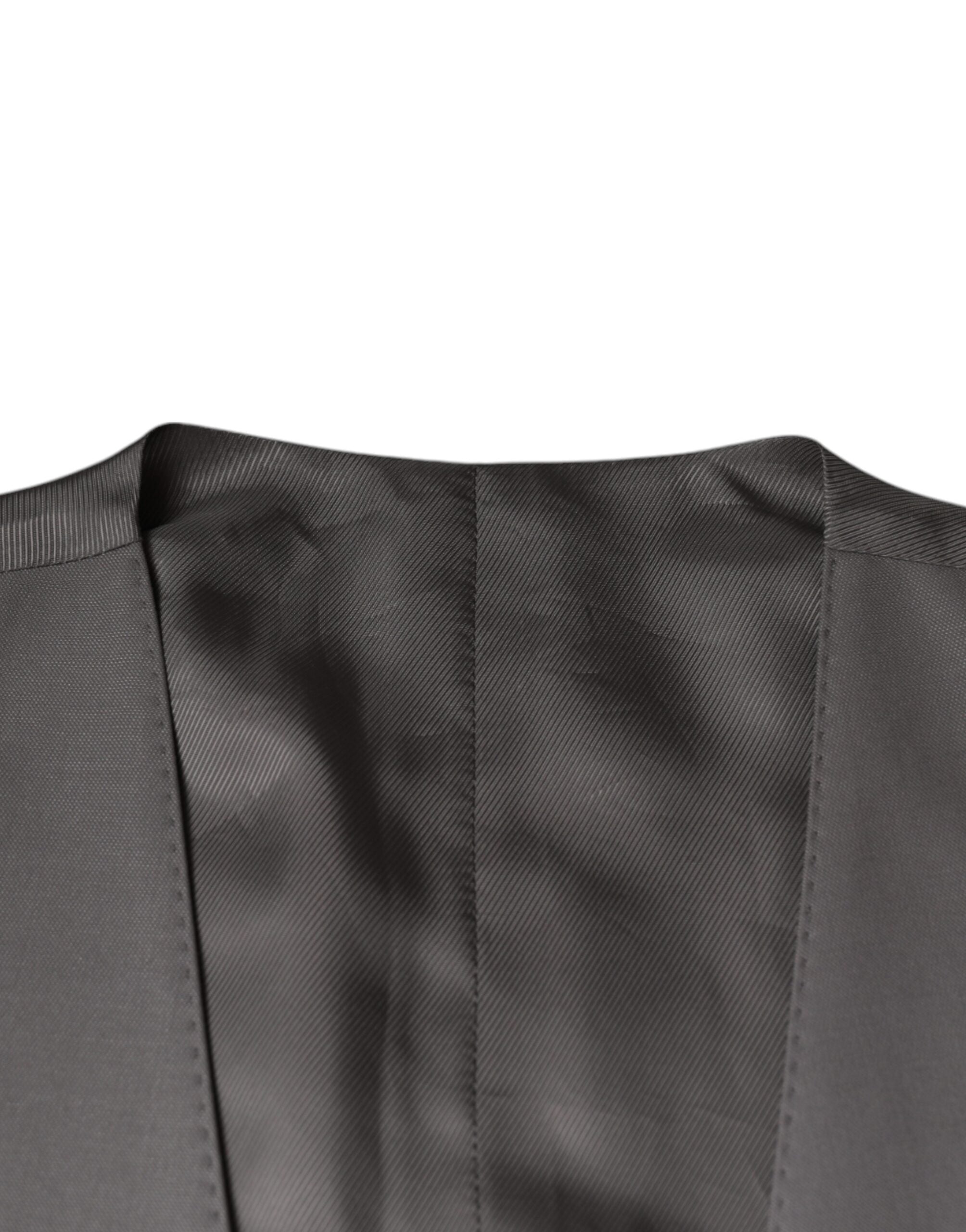 Light Gray Wool Formal Dress Waistcoat Vest - ventzia