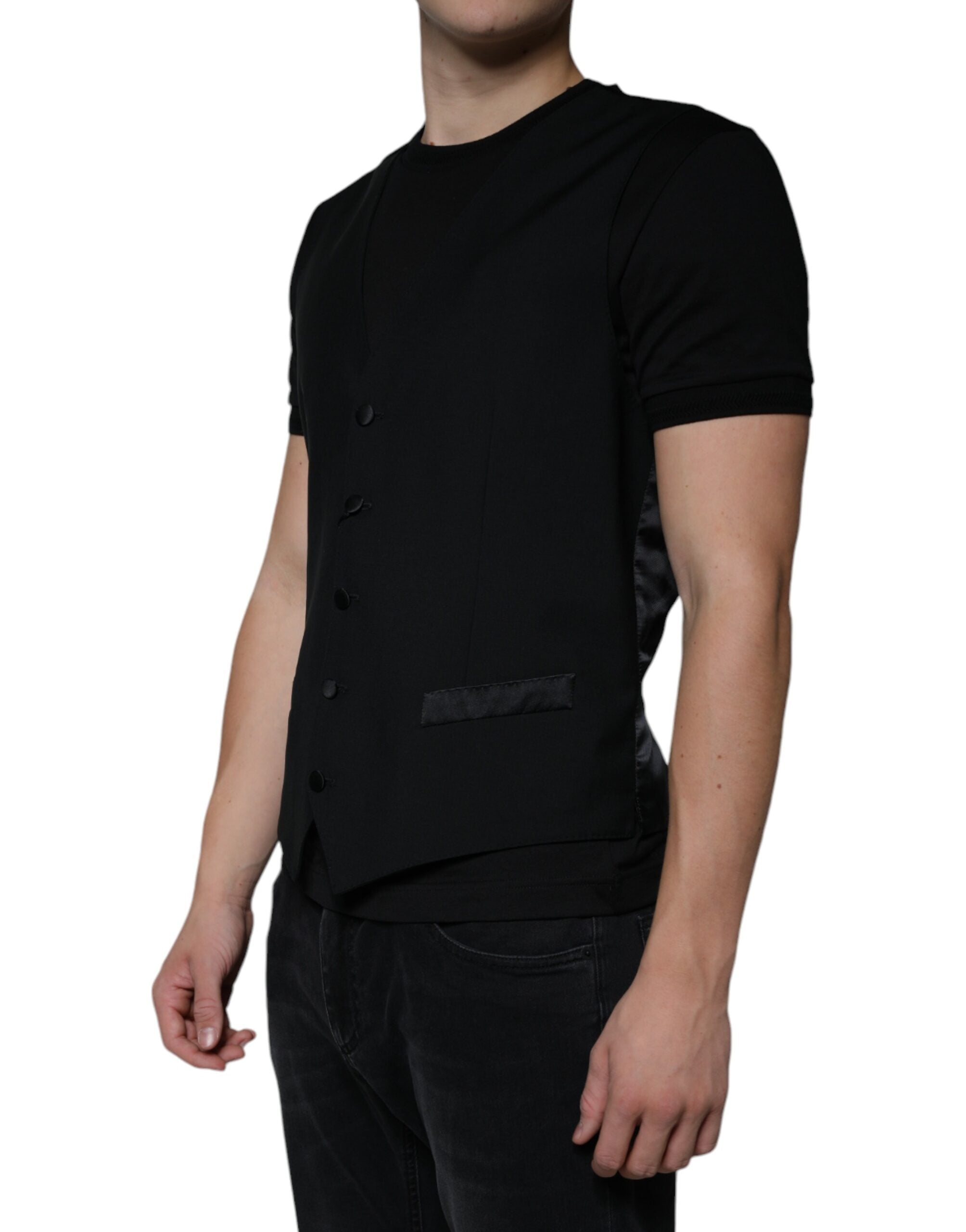 Black Wool Formal Dress Men Waistcoat Vest - ventzia