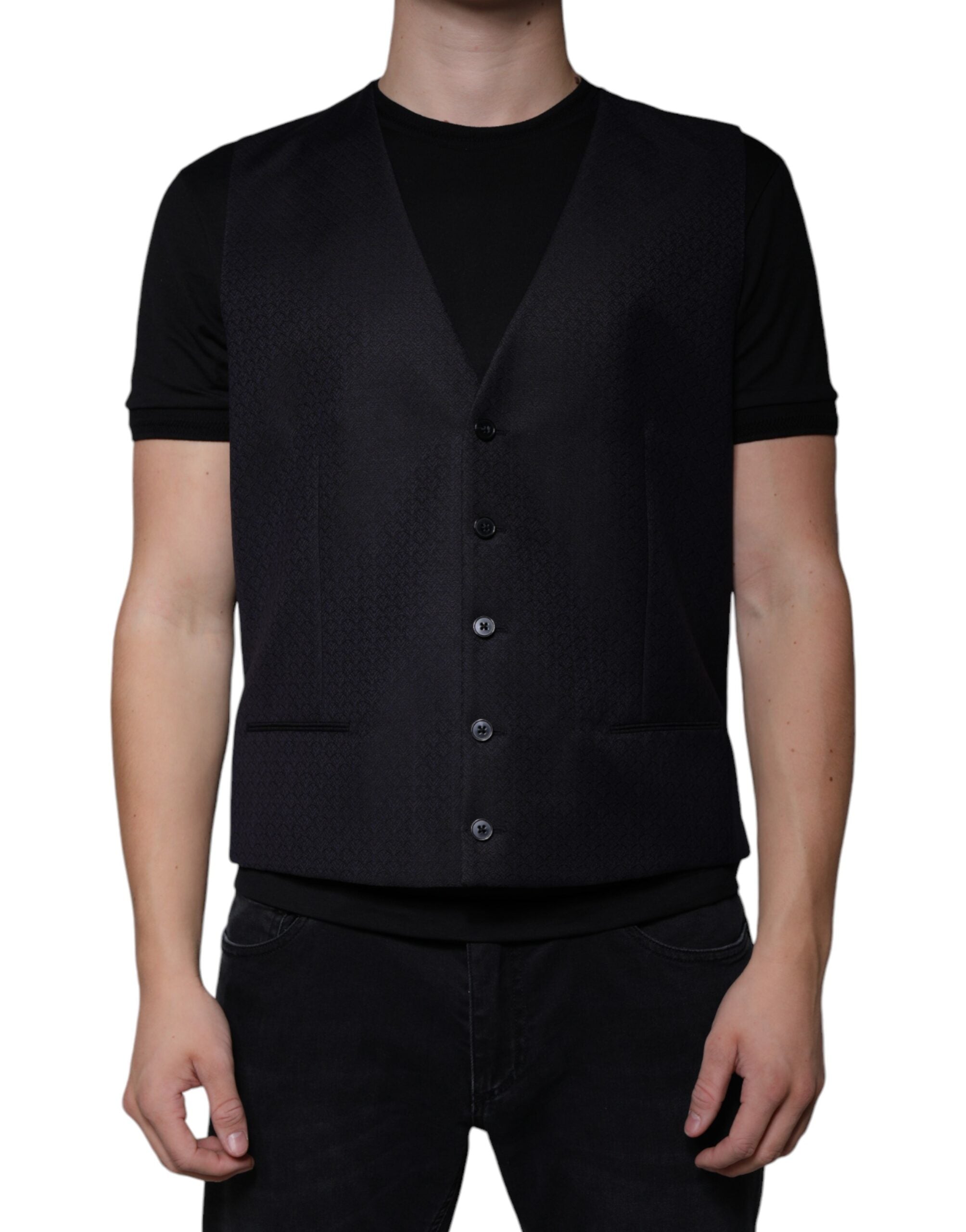 Black Wool Waistcoat Dress Formal Vest - ventzia