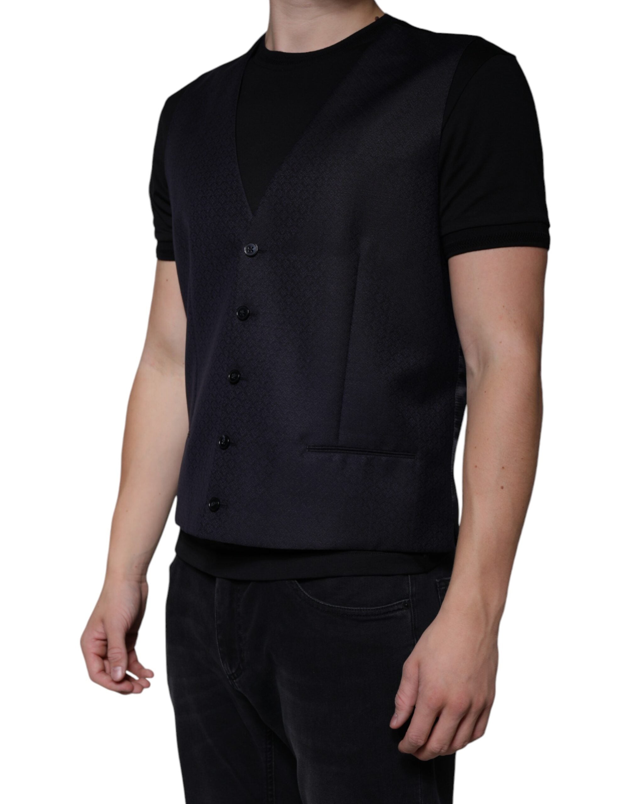 Black Wool Waistcoat Dress Formal Vest - ventzia