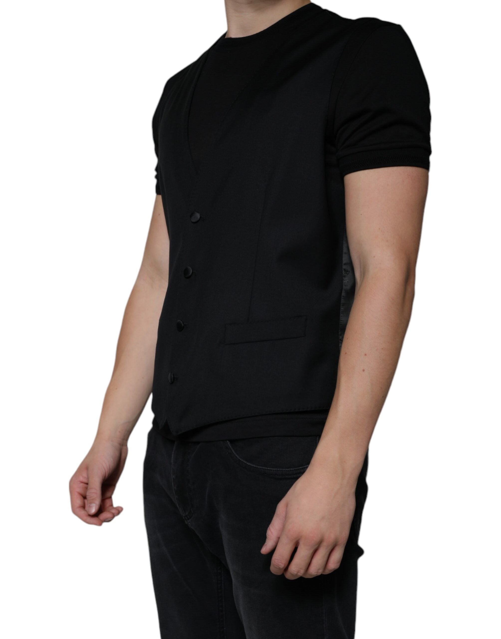 Black Wool Waistcoat Dress Formal Vest - ventzia