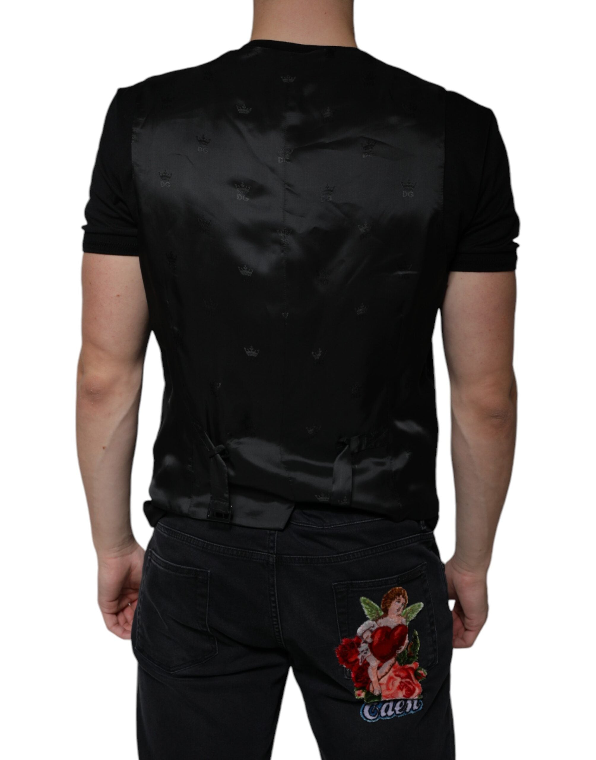 Black Wool Waistcoat Dress Formal Vest - ventzia