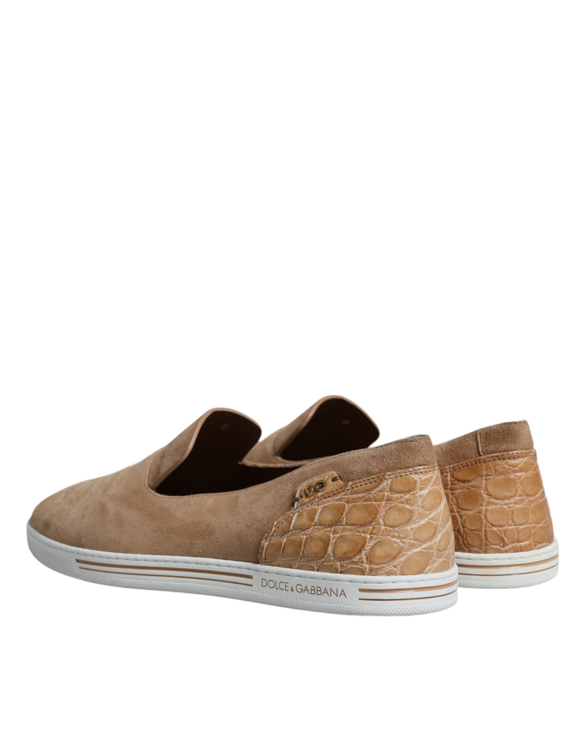 Beige Suede Caiman Loafers Slippers Shoes - ventzia