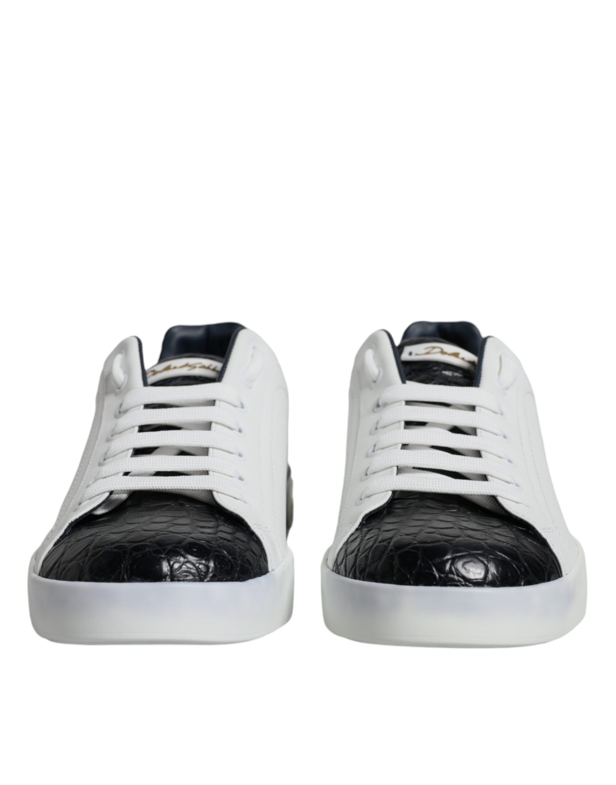 White Leather Logo Portofino Sneaker Shoes - ventzia