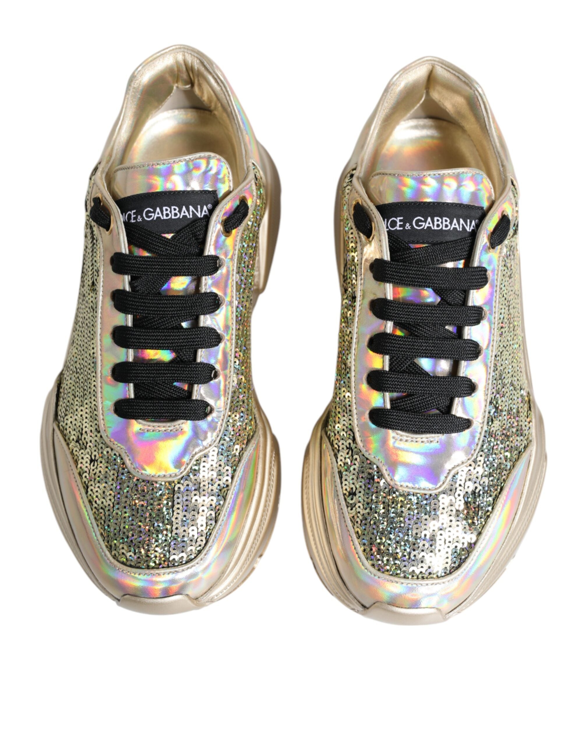 Gold Sequin Iridiscent Daymaster Sneakers Shoes - ventzia