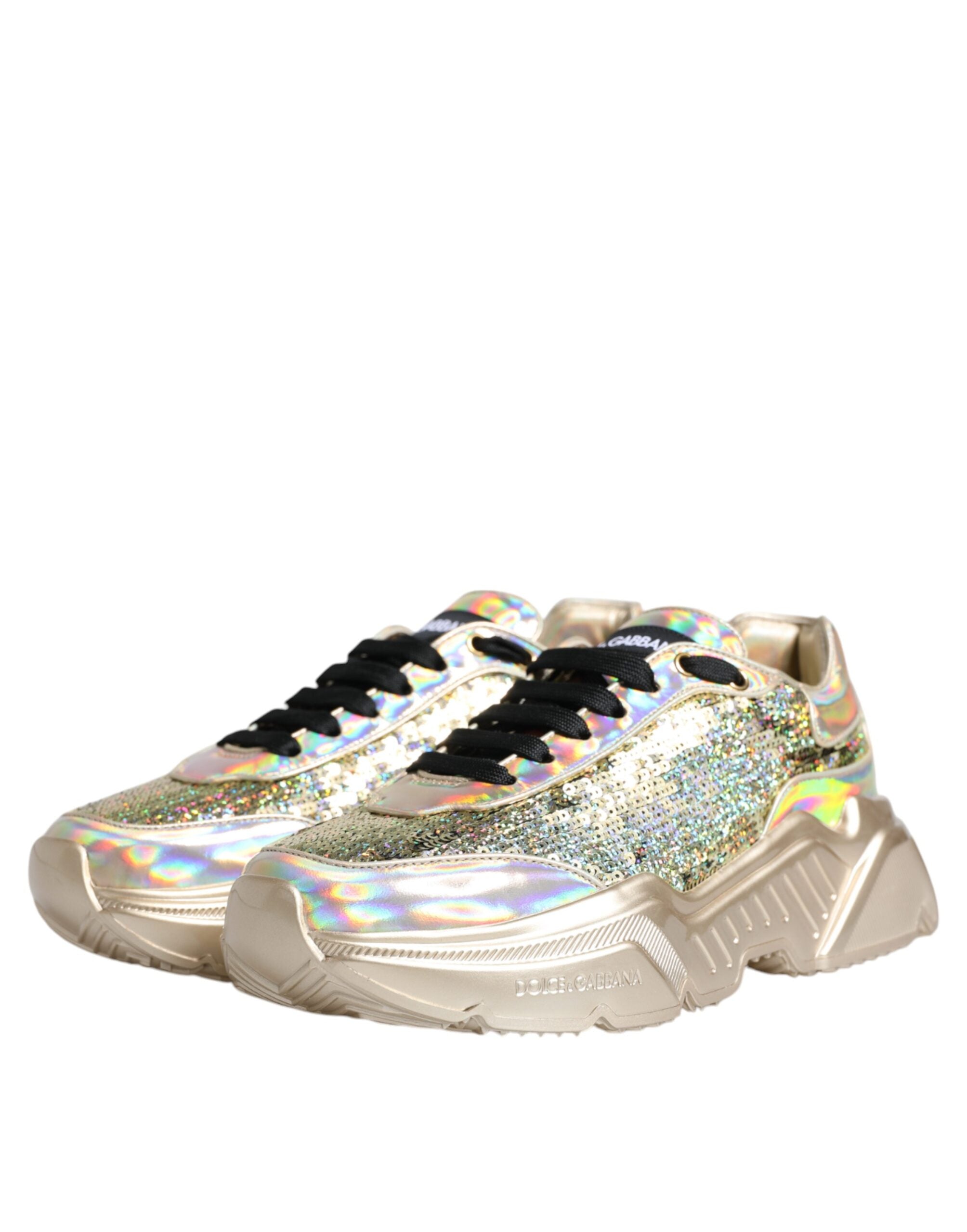 Gold Sequin Iridiscent Daymaster Sneakers Shoes - ventzia