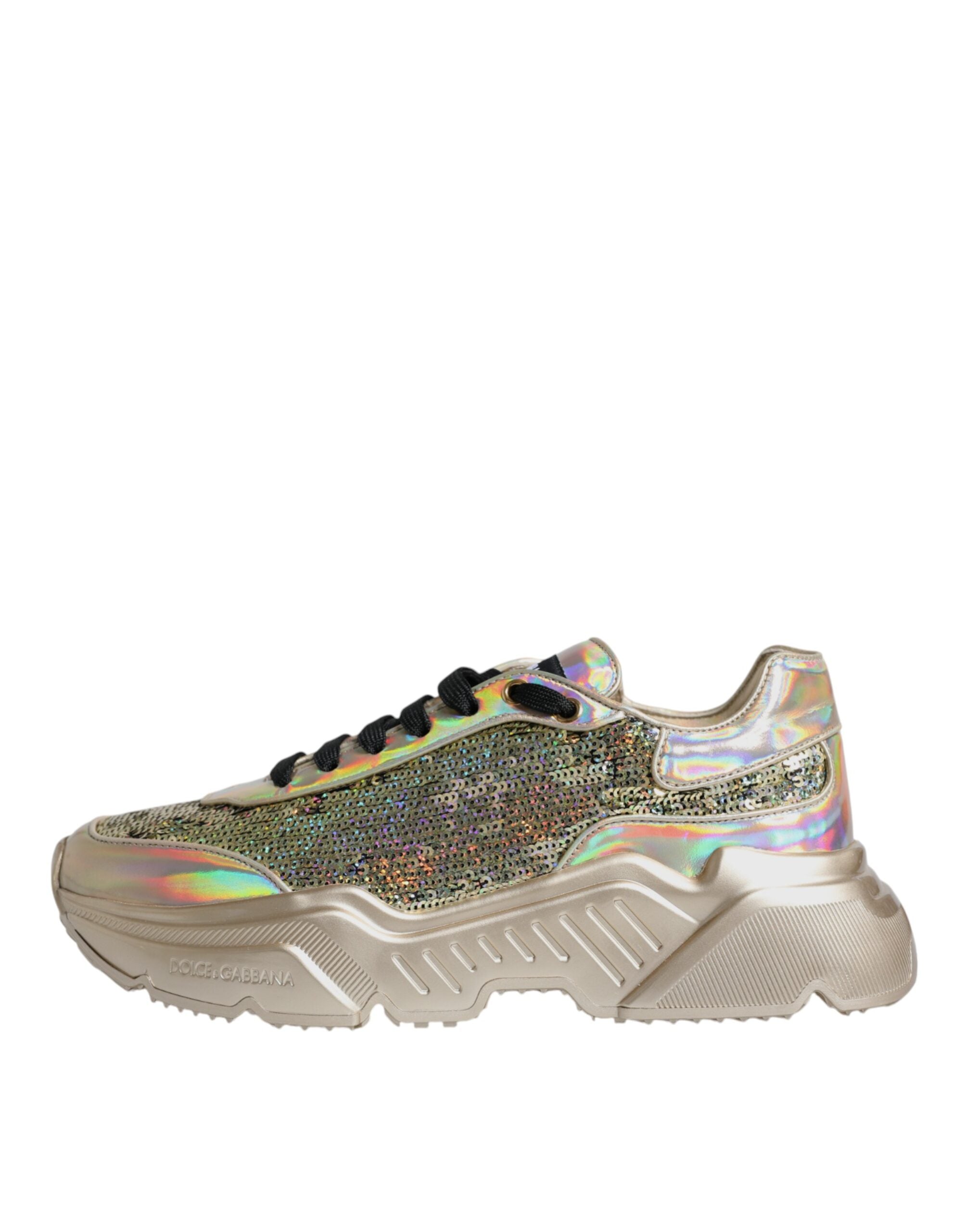 Gold Sequin Iridiscent Daymaster Sneakers Shoes - ventzia