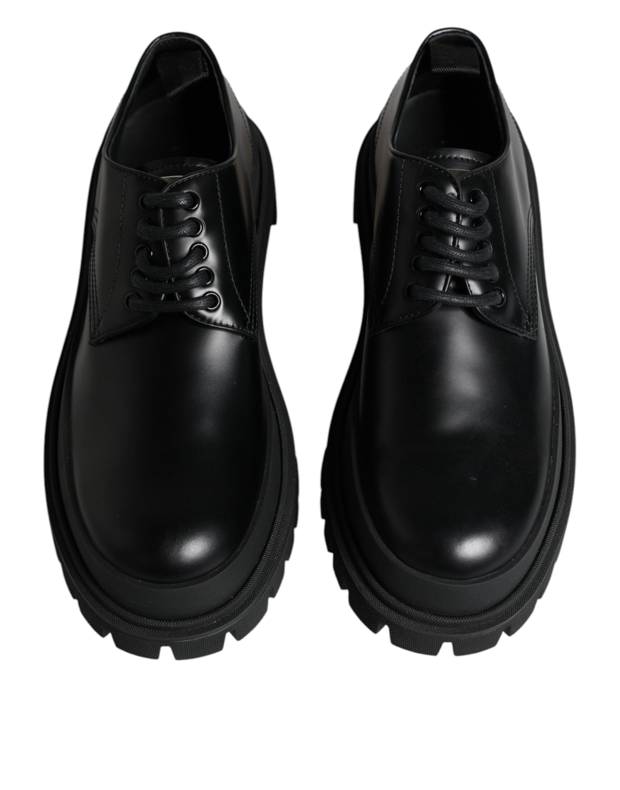 Black Leather Lace Up Trekking Dress Shoes - ventzia