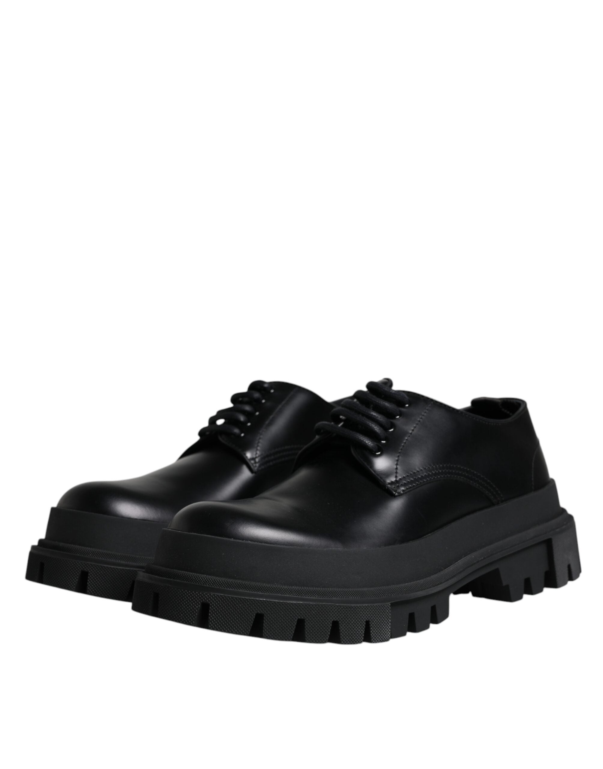 Black Leather Lace Up Trekking Dress Shoes - ventzia
