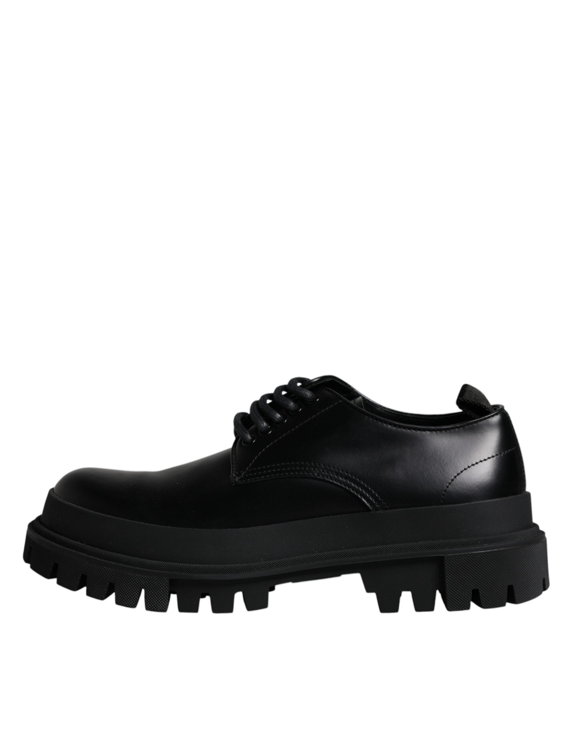 Black Leather Lace Up Trekking Dress Shoes - ventzia