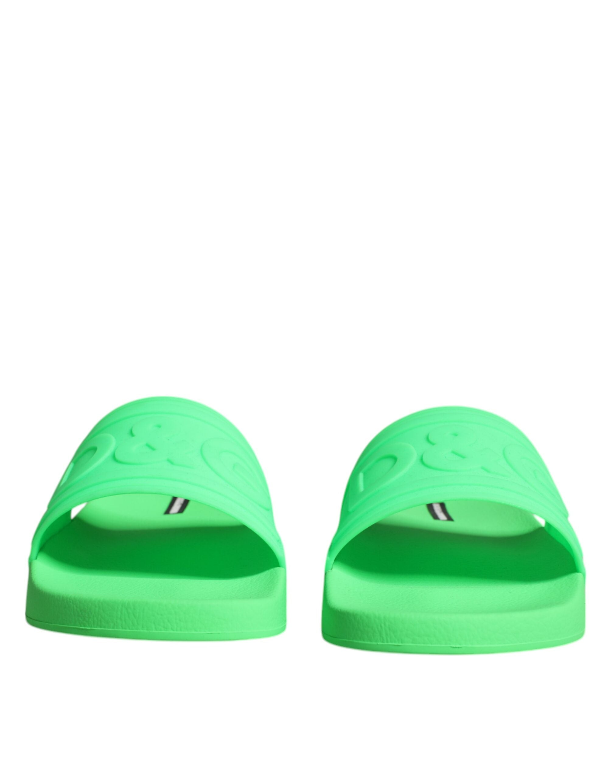 Green Leather Slides Sandals Beachwear Shoes - ventzia