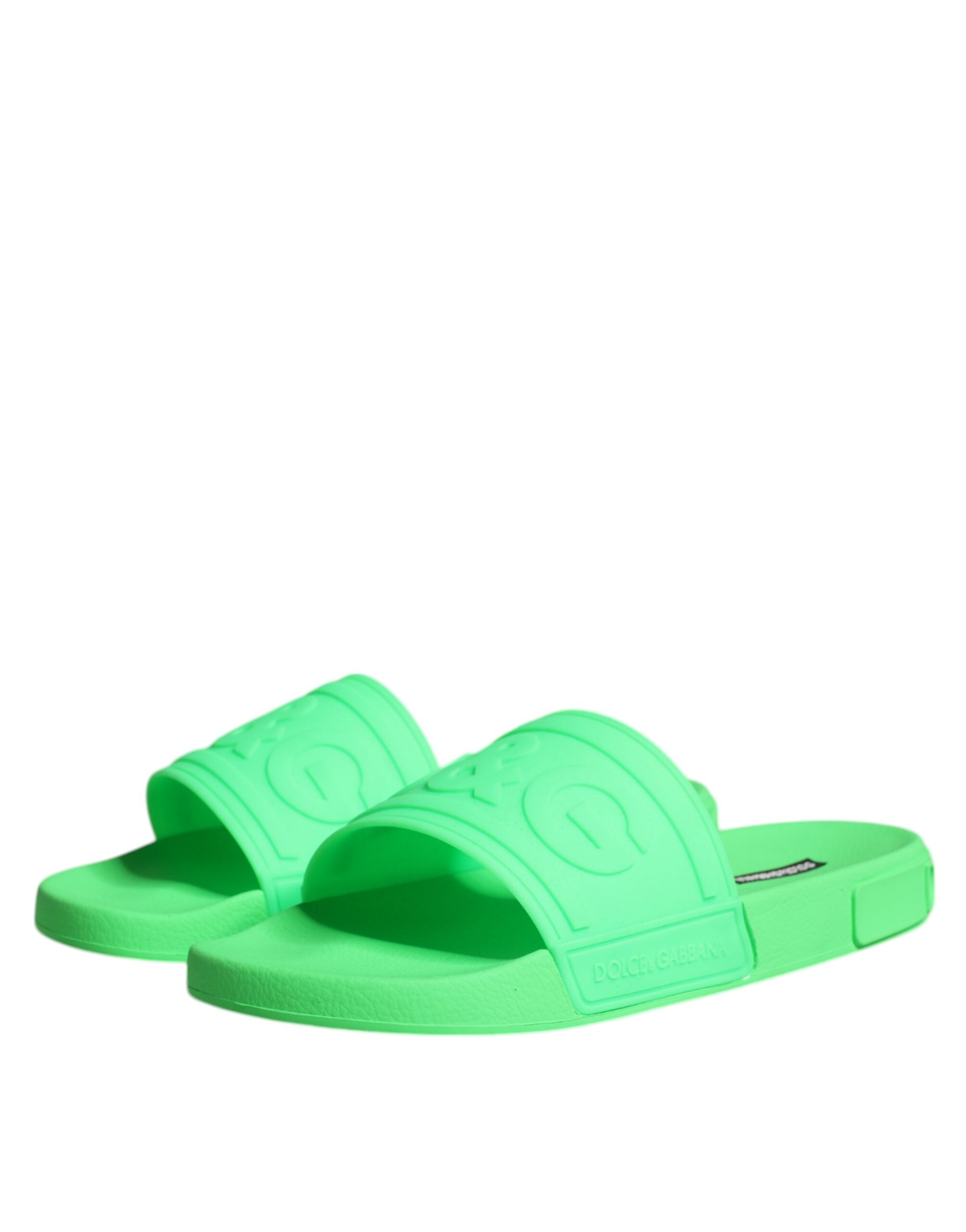 Green Leather Slides Sandals Beachwear Shoes - ventzia
