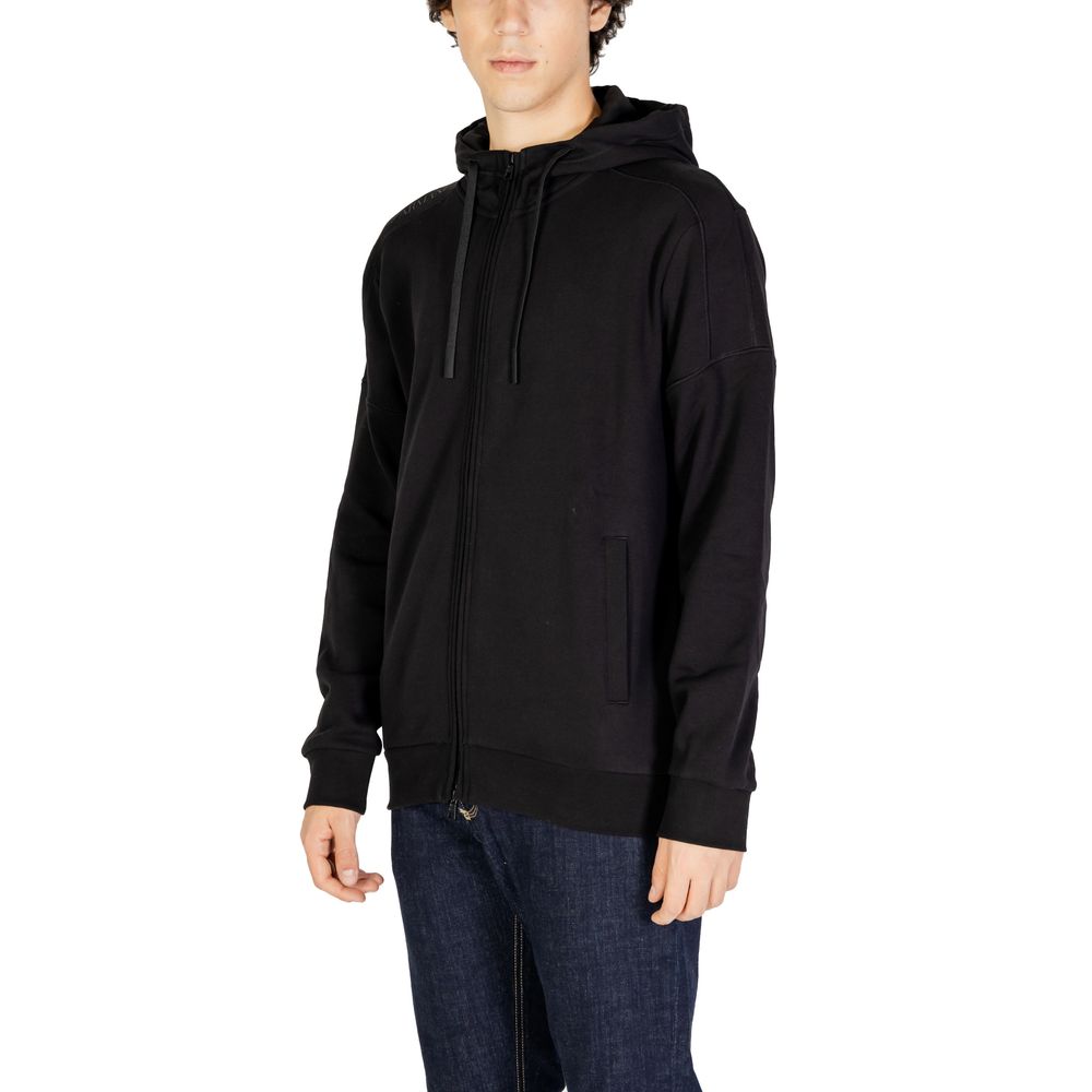 Black Cotton Hoody - ventzia