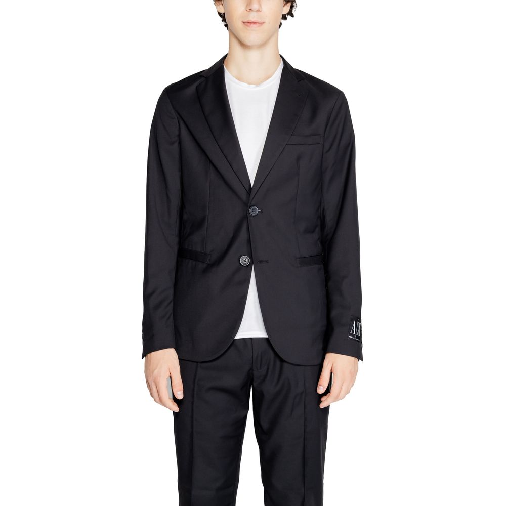 Black Polyester Blazer - ventzia