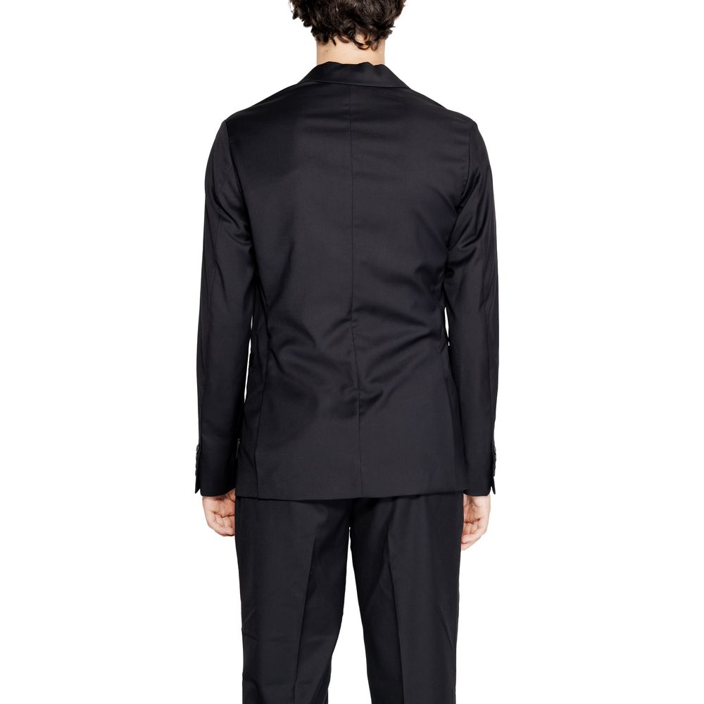 Black Polyester Blazer - ventzia
