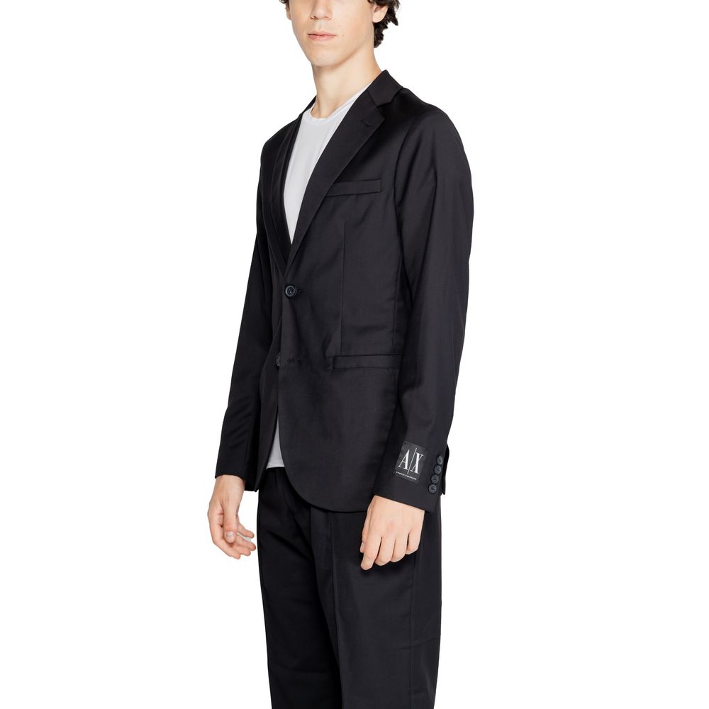 Black Polyester Blazer - ventzia