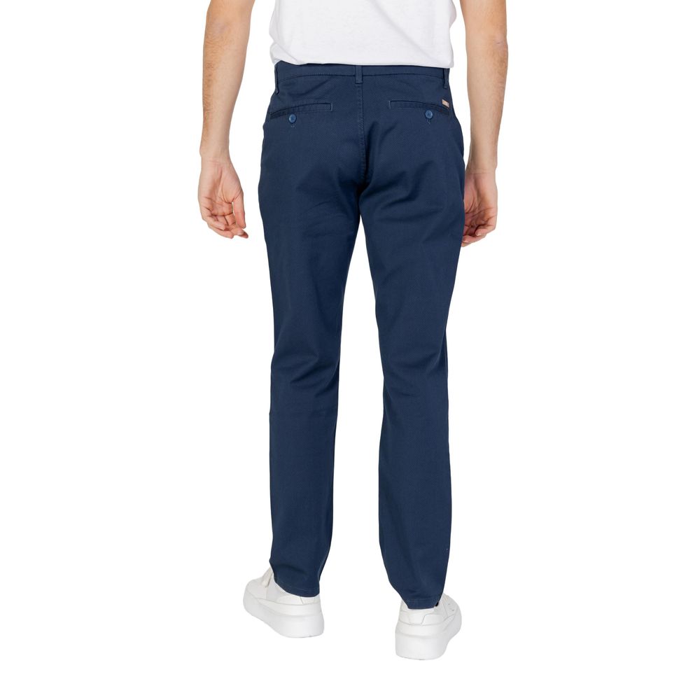 Blue Cotton Casual Pants
