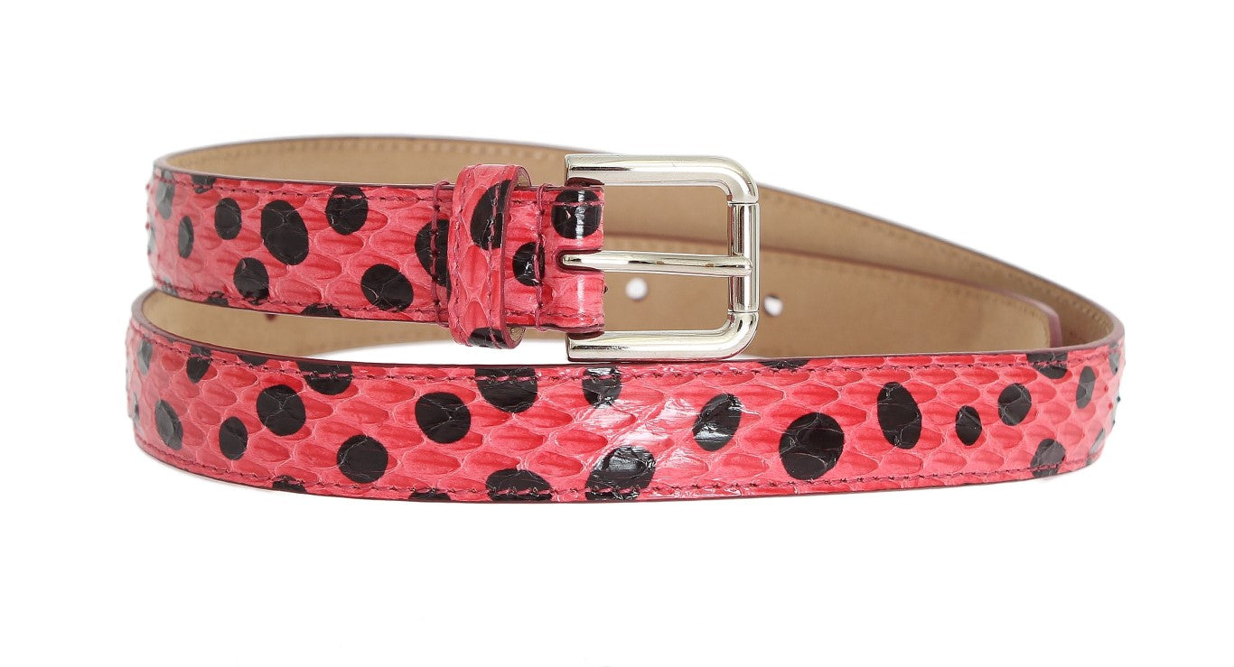 Polka Dot Snakeskin Belt with Silver Buckle - ventzia