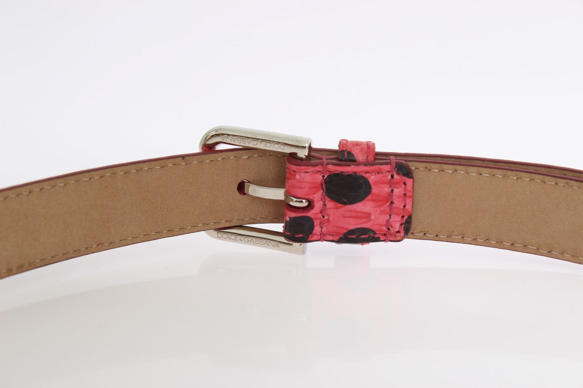 Polka Dot Snakeskin Belt with Silver Buckle - ventzia