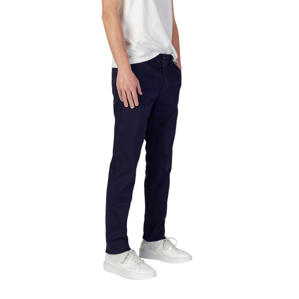 Blue Cotton Skinny Pants